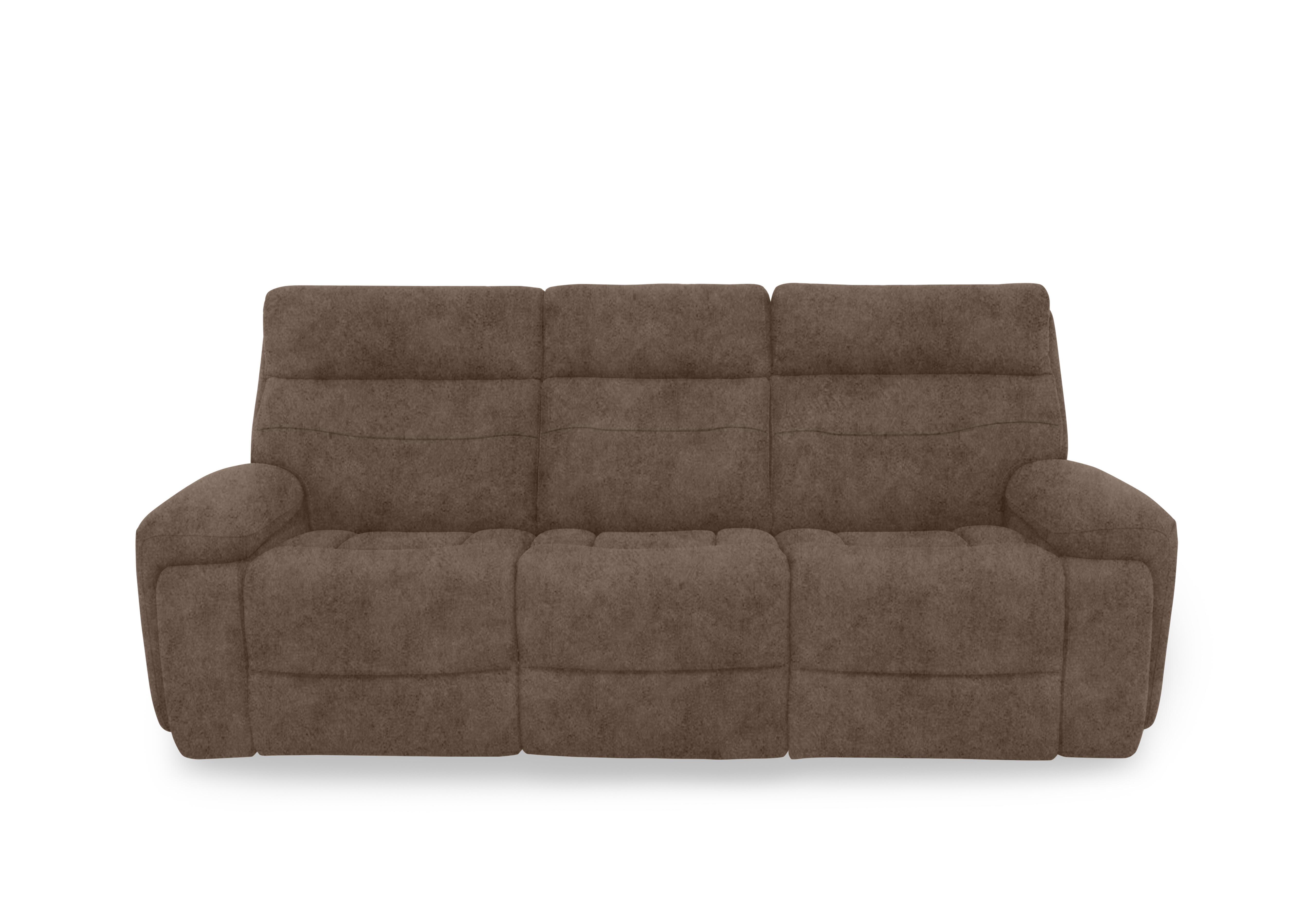 Cinemax Fabric 3 Seater 3 Cushion Media Arms Power Recliner Sofa with Power Headrests in Marble Classic Brown Be-0105 on Furniture Village