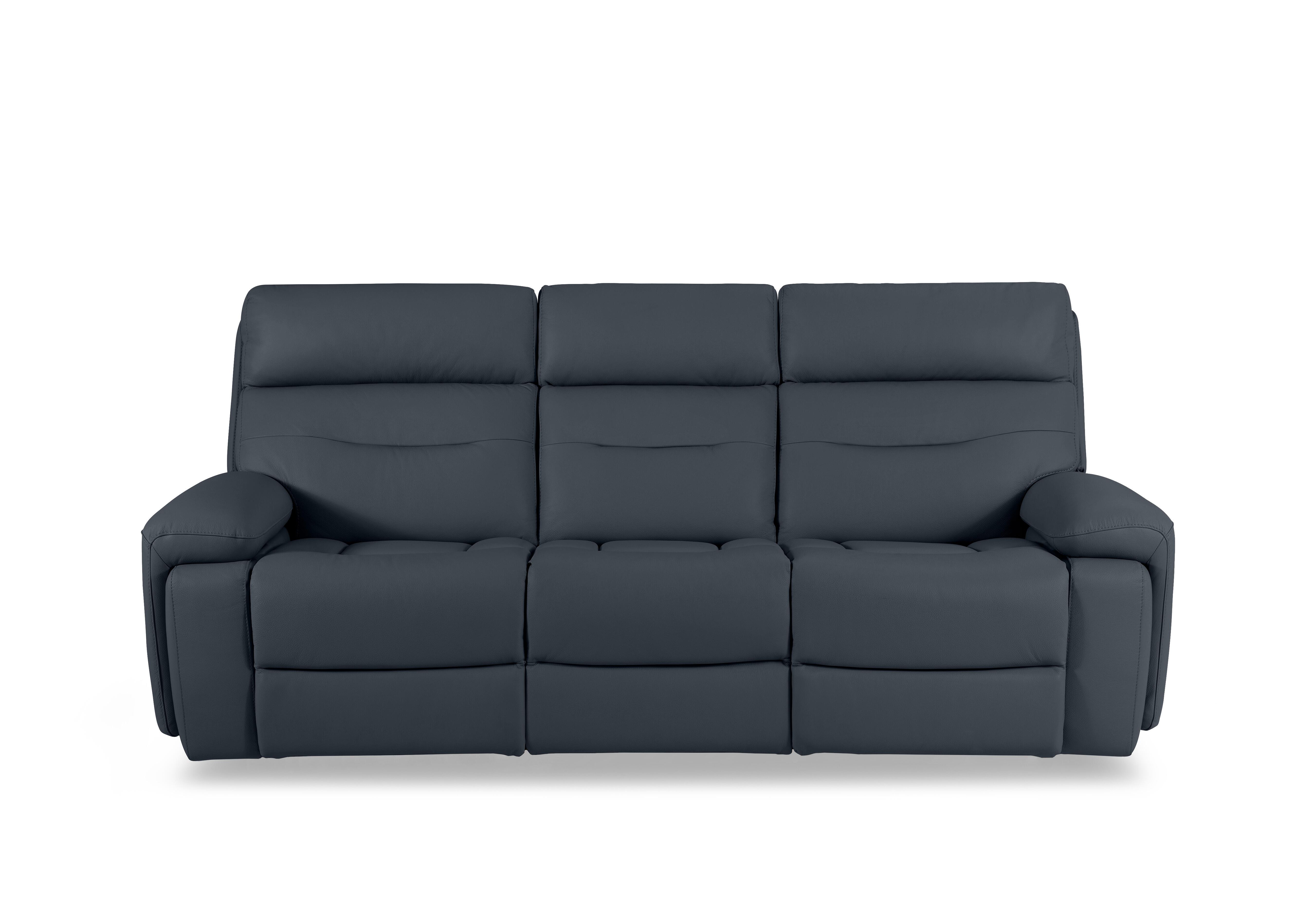 Cinemax Leather 3 Seater 3 Cushion Media Arms Power Recliner Sofa with Power Headrests in Natural Milled Navy La-4828 on Furniture Village