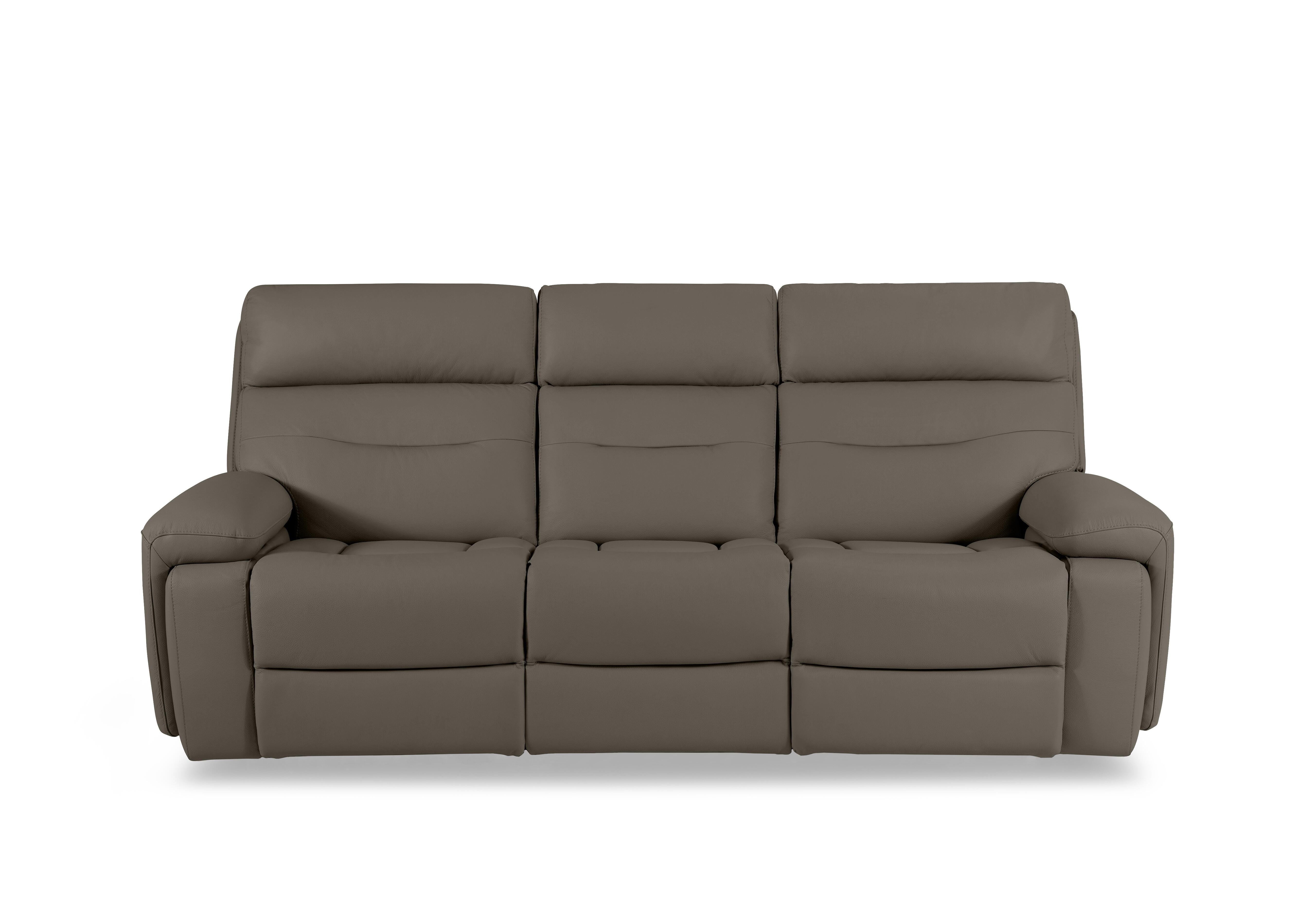 Cinemax Leather 3 Seater 3 Cushion Media Arms Power Recliner Sofa with Power Headrests in Natural Olive La-4829 on Furniture Village