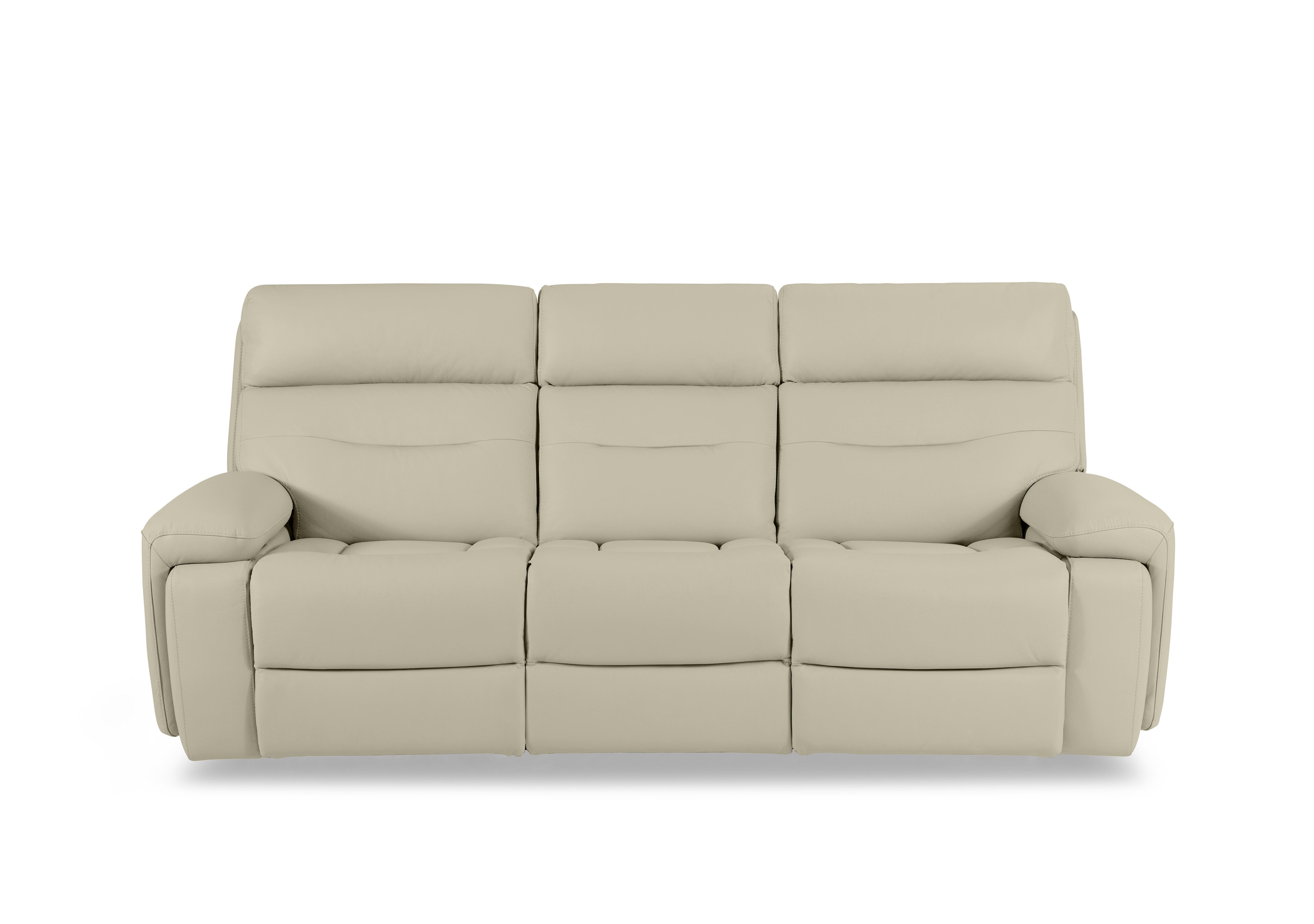 Cinemax Leather 3 Seater 3 Cushion Media Arms Power Recliner Sofa with Power Headrests in Natural Sand La-4827 on Furniture Village
