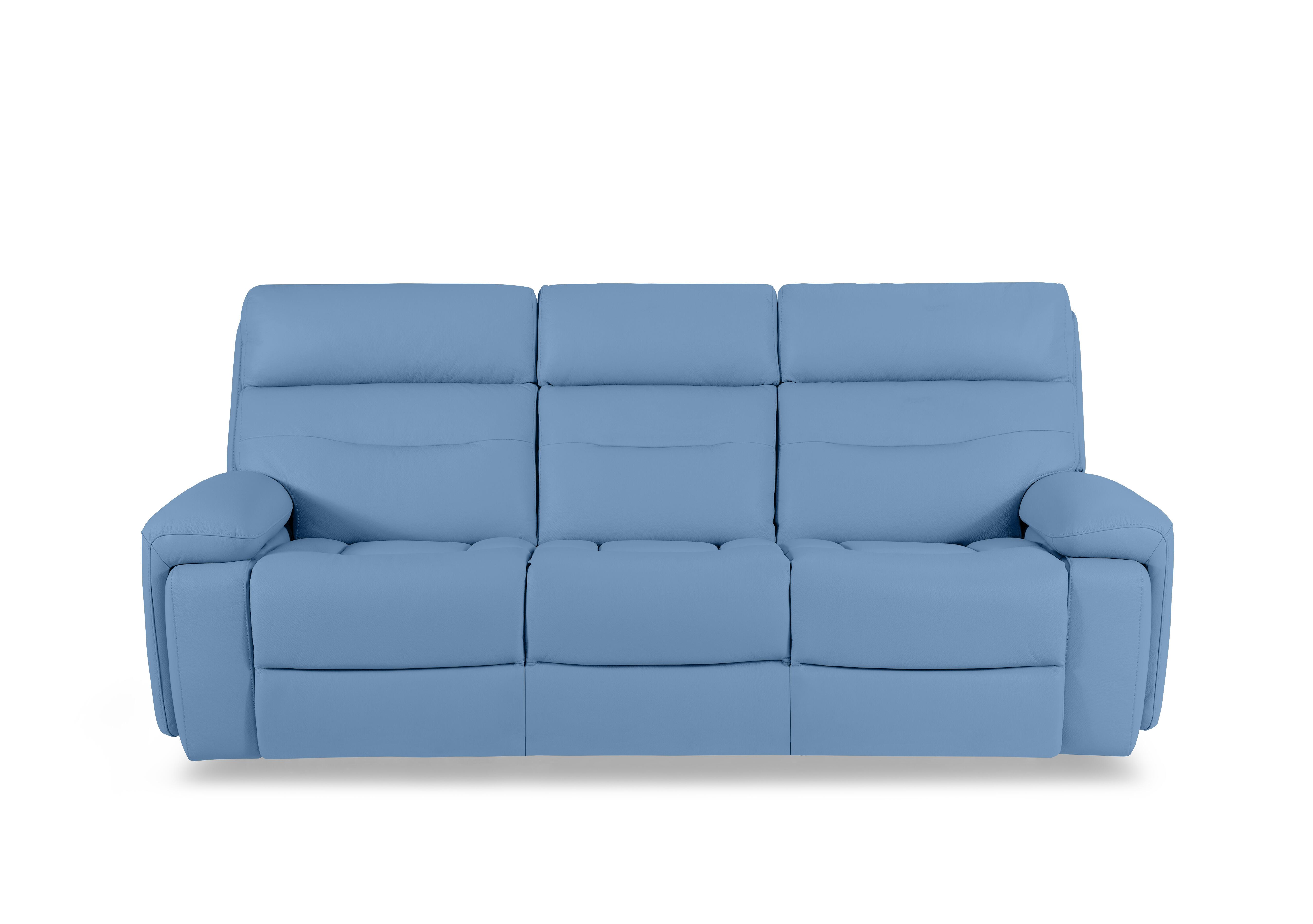Cinemax Leather 3 Seater 3 Cushion Sofa in Blu Le-9312 on Furniture Village