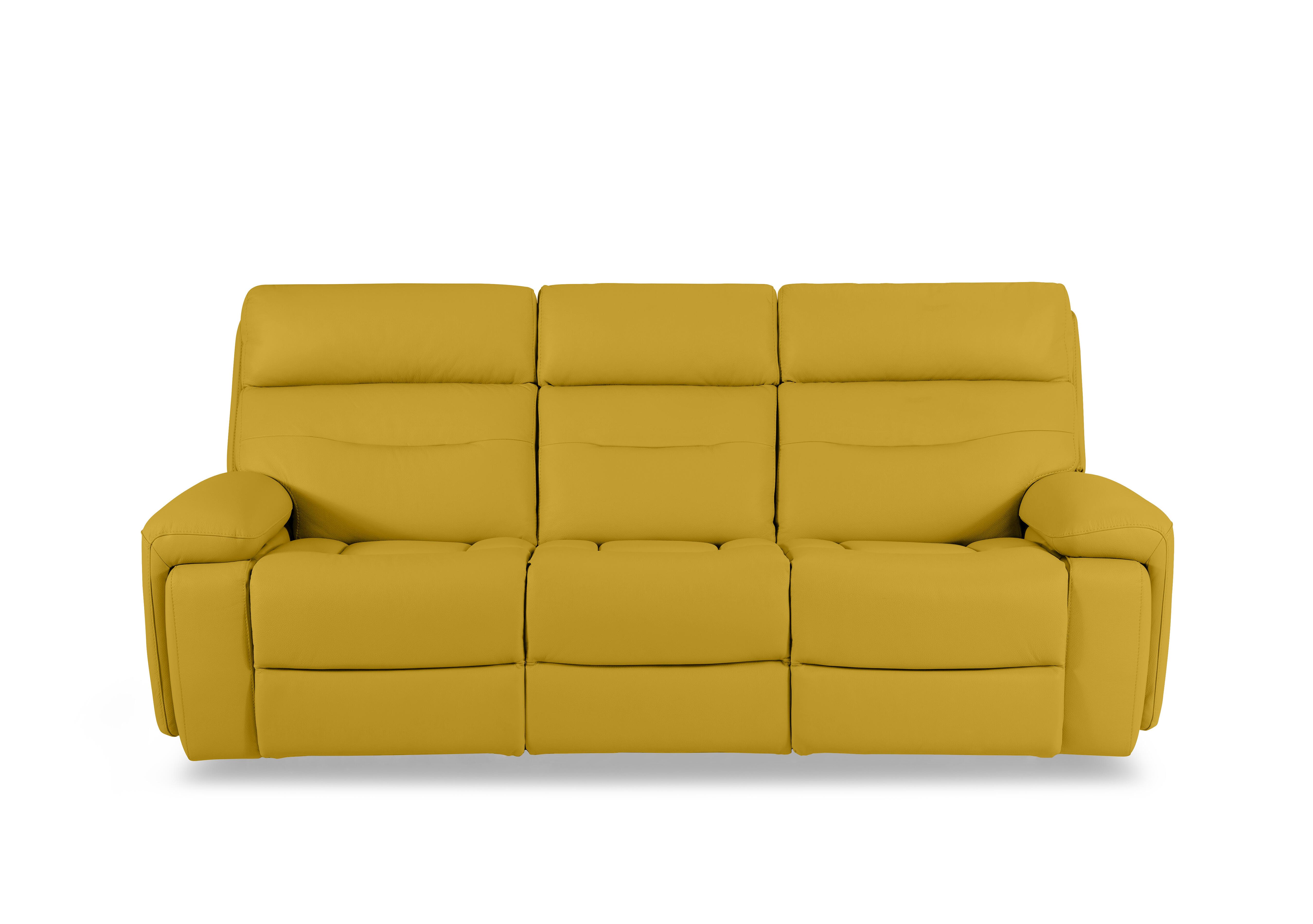 Cinemax Leather 3 Seater 3 Cushion Sofa in Giallo Le-9310 on Furniture Village