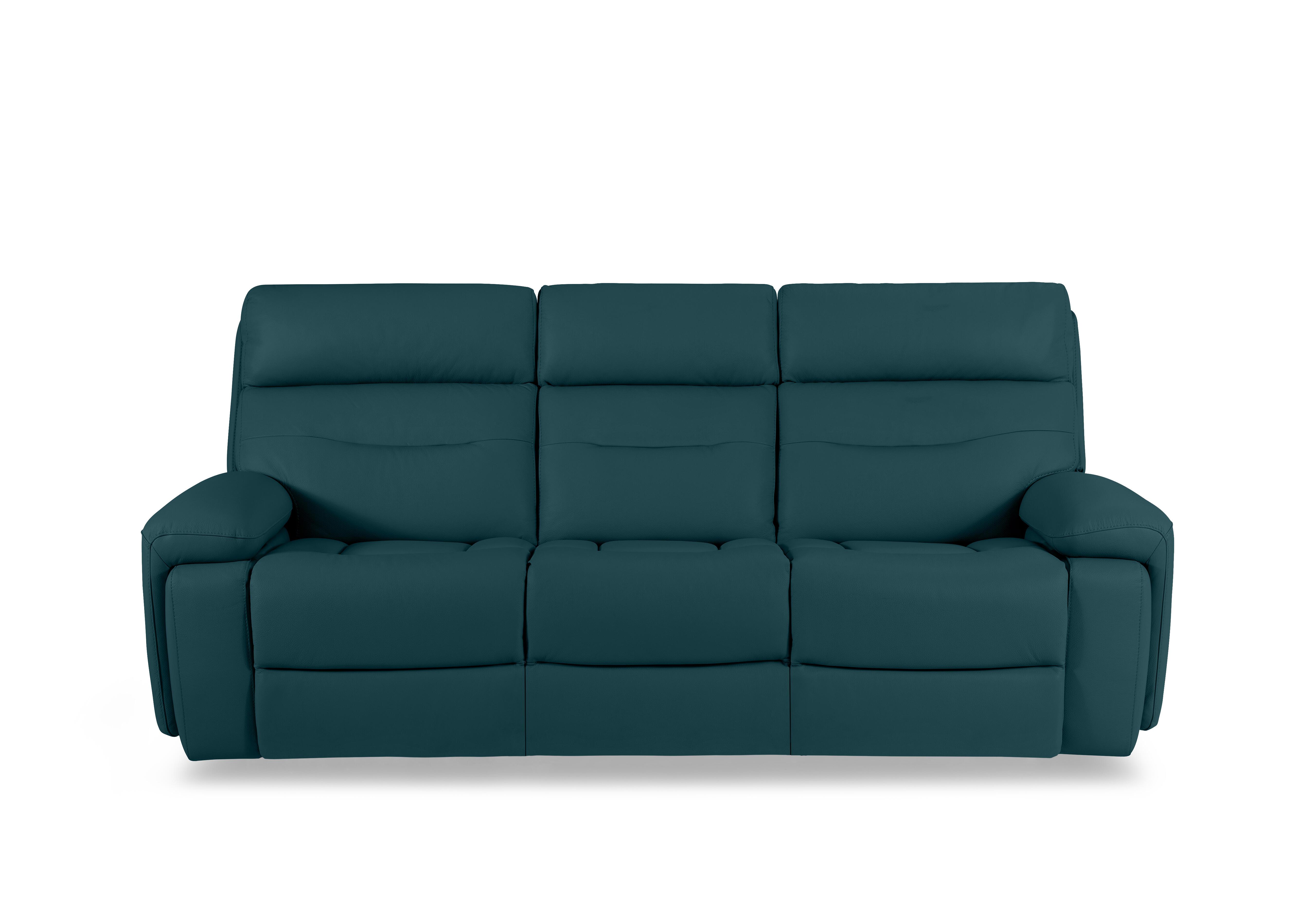 Cinemax Leather 3 Seater 3 Cushion Sofa in Midnight Jade Matte Le-9324 on Furniture Village