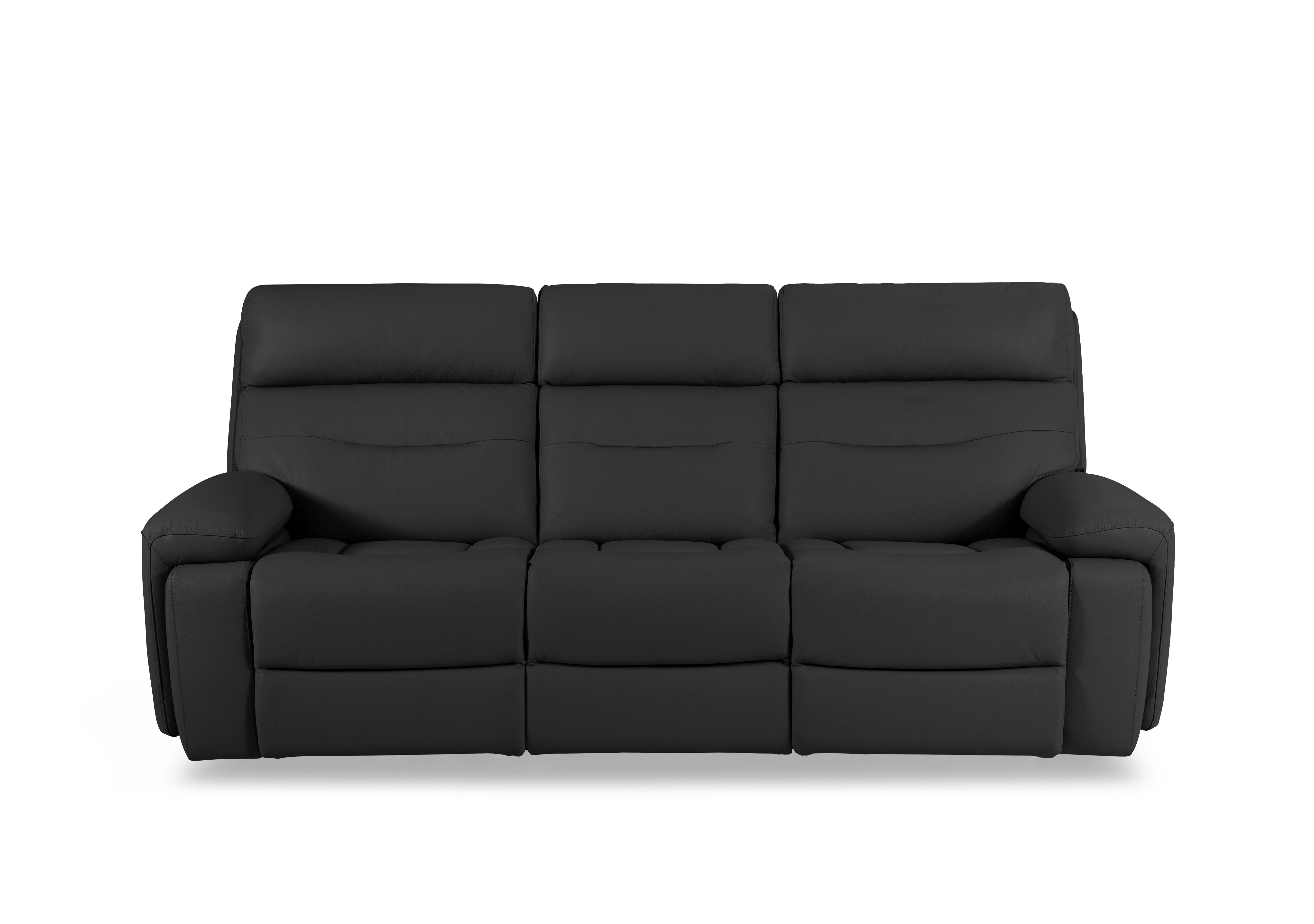 Cinemax Leather 3 Seater 3 Cushion Sofa in Natural Black Mica La4820 on Furniture Village