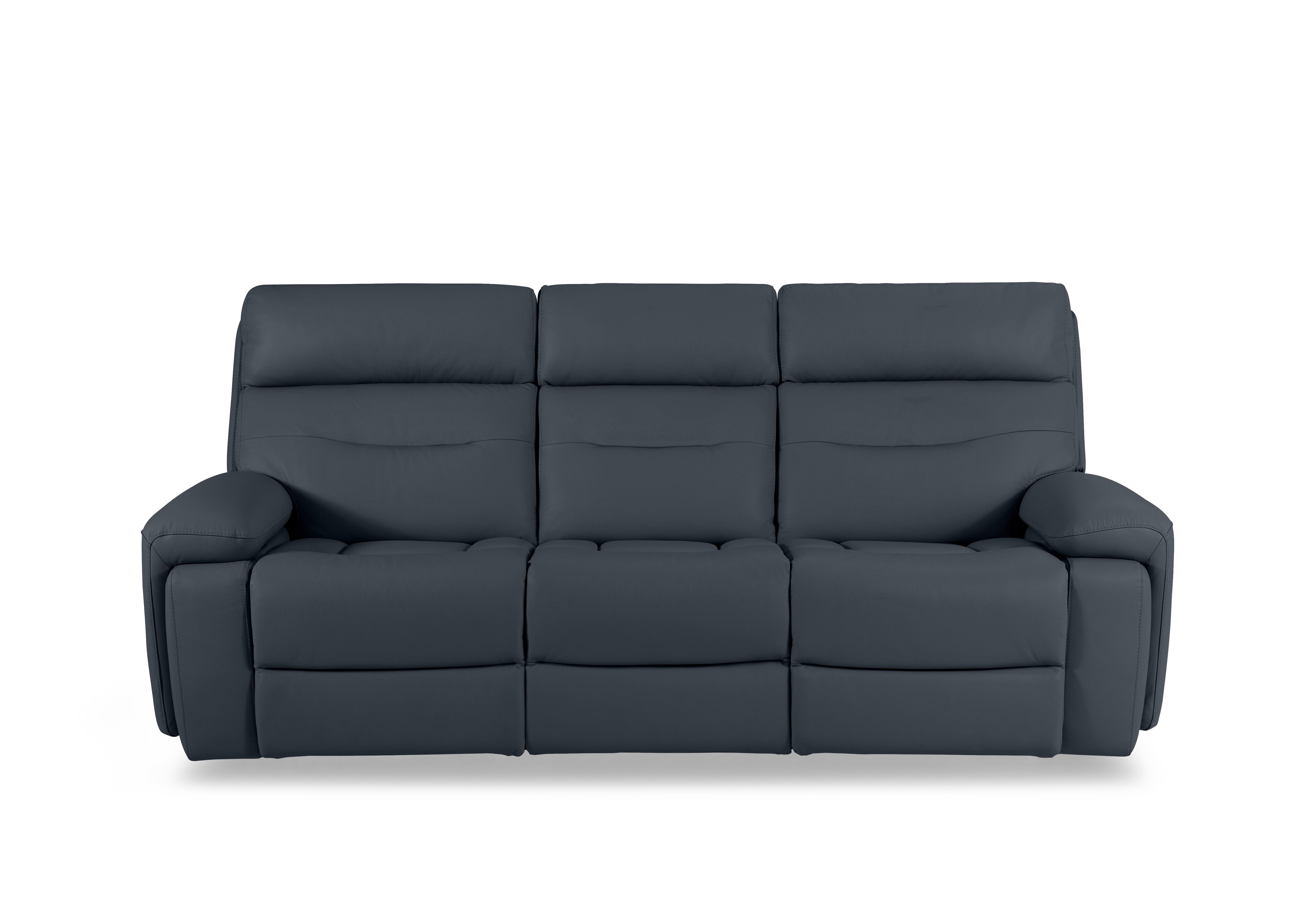Cinemax Leather 3 Seater 3 Cushion Sofa in Natural Milled Navy La-4828 on Furniture Village