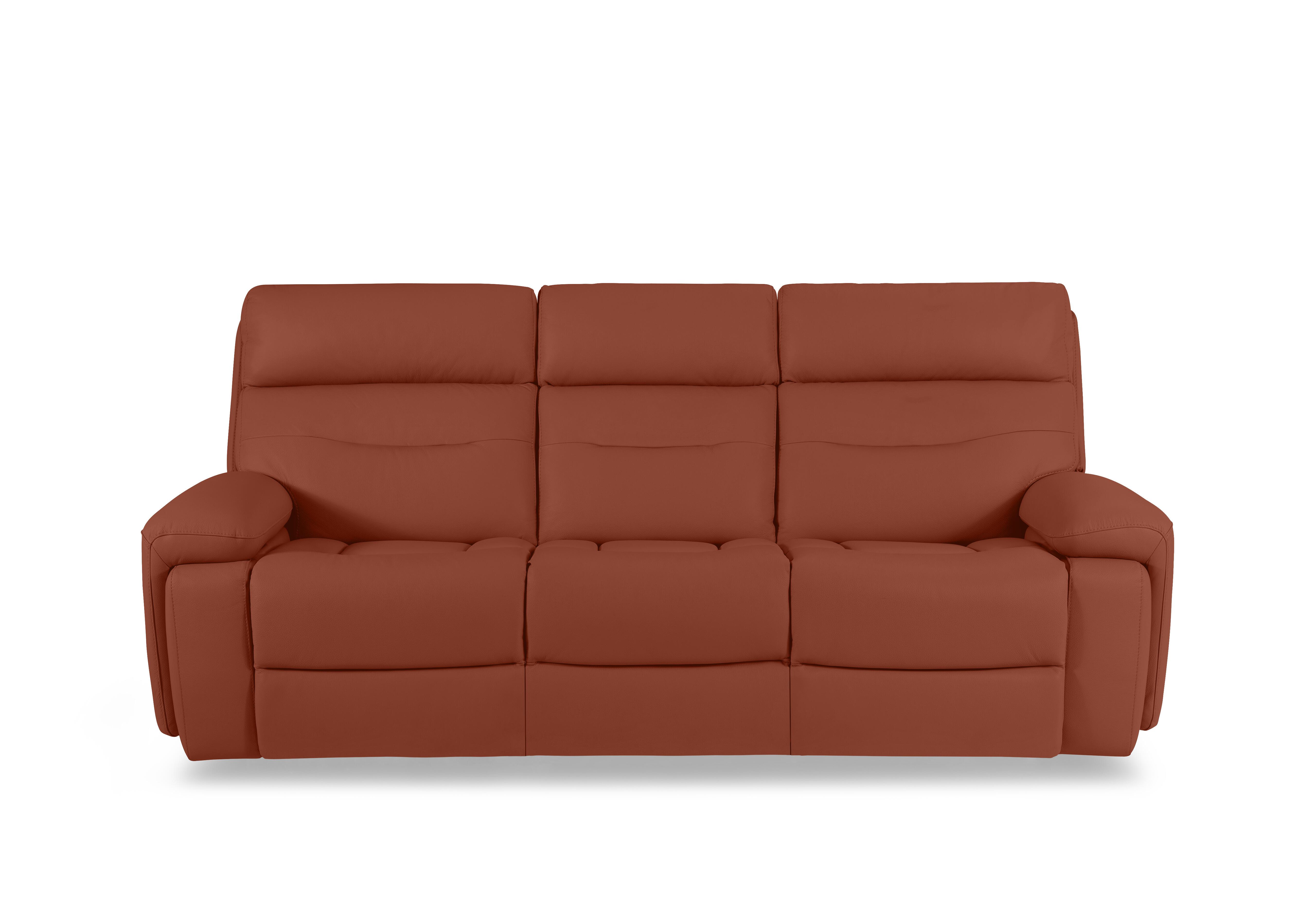 Cinemax Leather 3 Seater 3 Cushion Sofa in Red Maple Matte Le-9326 on Furniture Village
