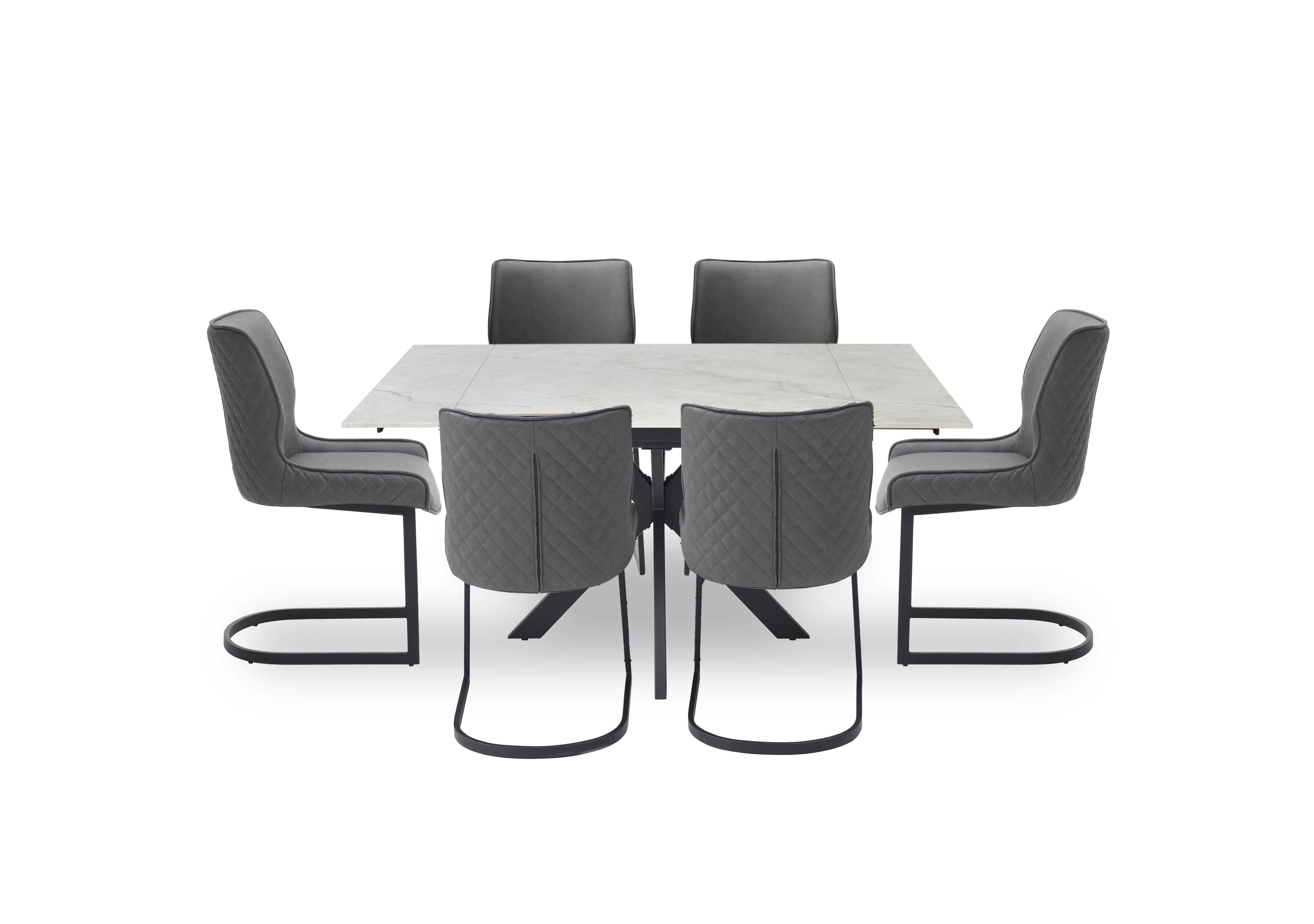 Clio Draw Leaf Extending Dining Table and 6 Cupra Dining Chairs in Charcoal on Furniture Village