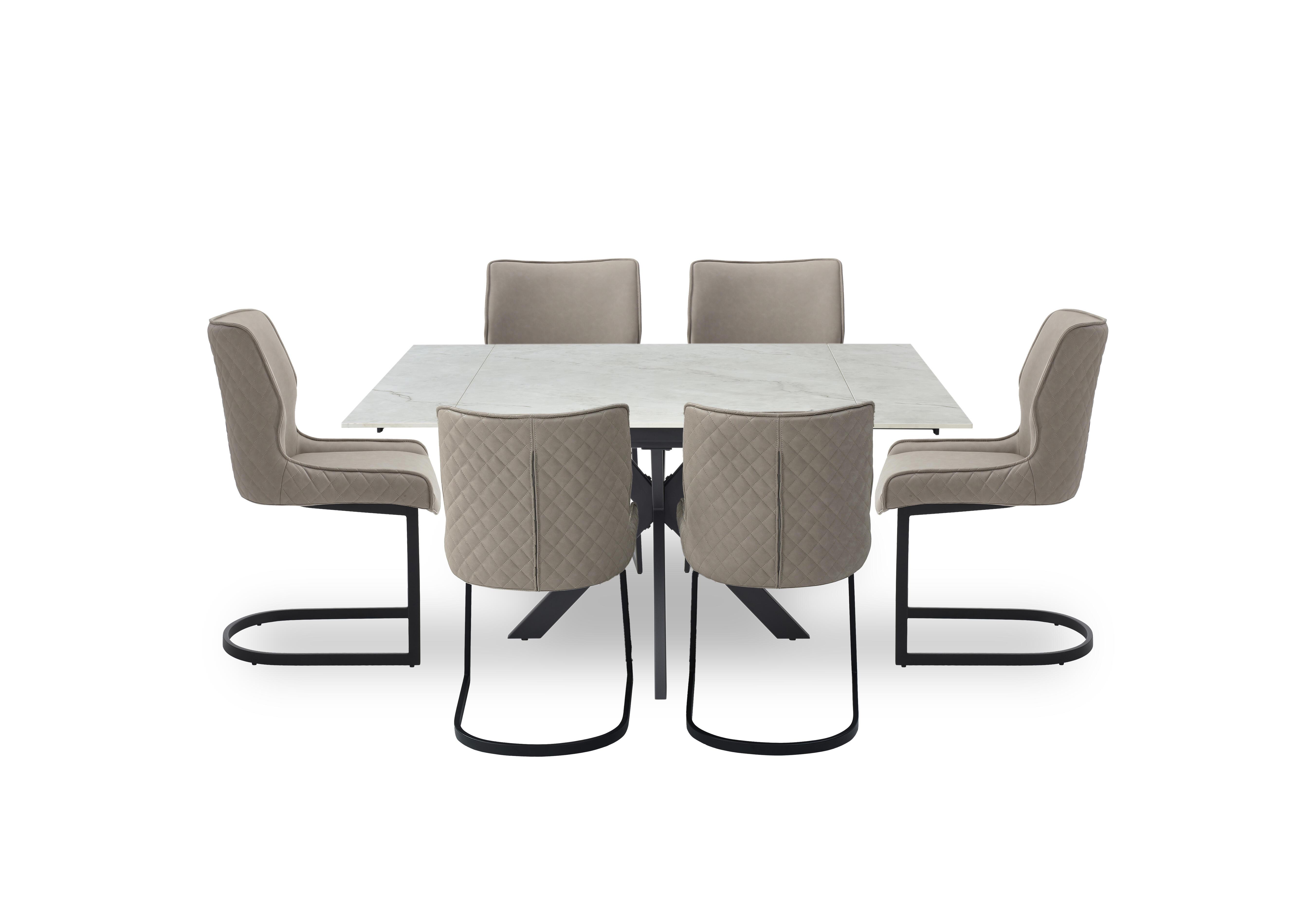 Clio Draw Leaf Extending Dining Table and 6 Cupra Dining Chairs in Taupe on Furniture Village