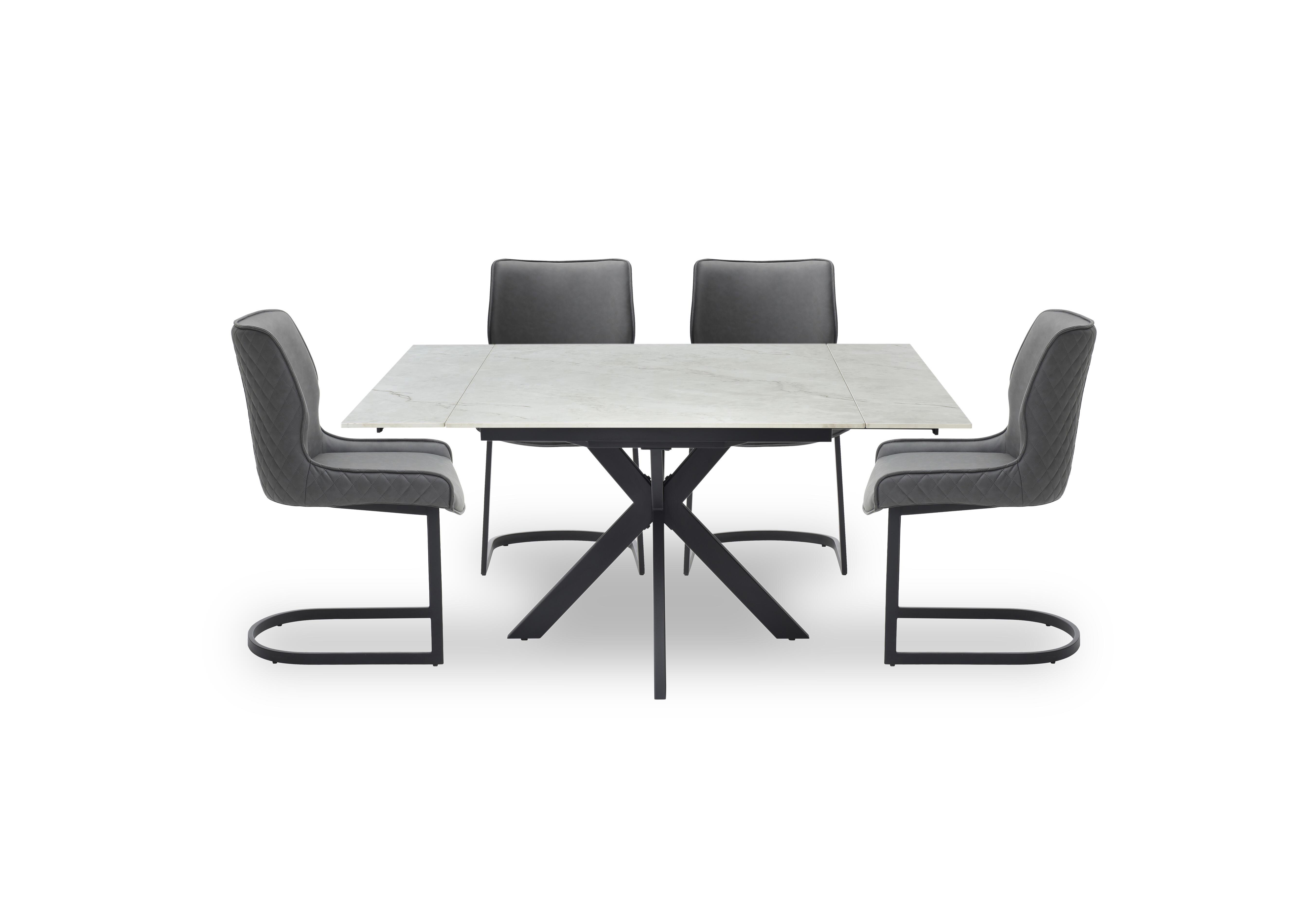 Clio Draw Leaf Extending Dining Table and 4 Cupra Dining Chairs in Charcoal on Furniture Village