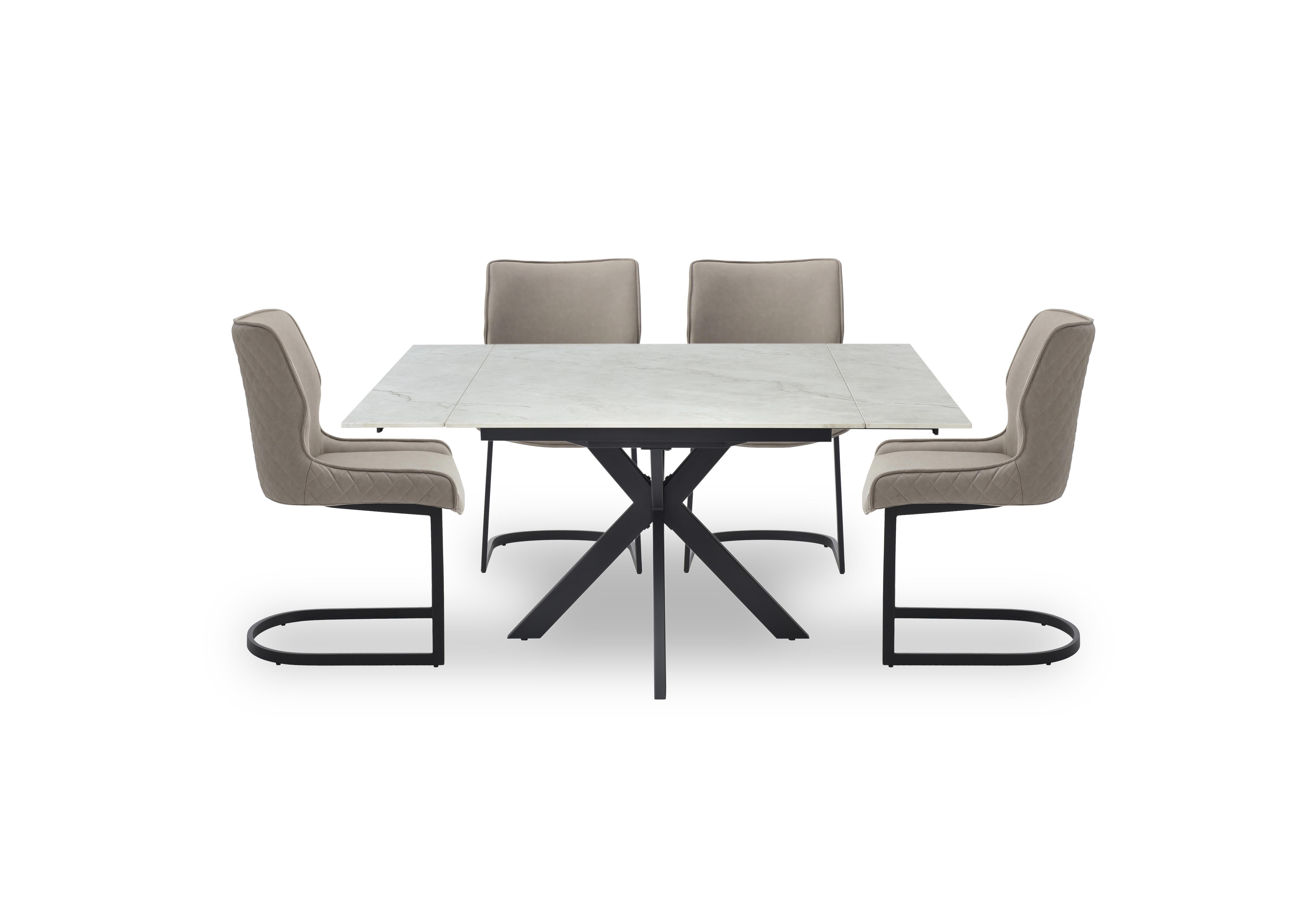 Clio Draw Leaf Extending Dining Table and 4 Cupra Dining Chairs in Taupe on Furniture Village