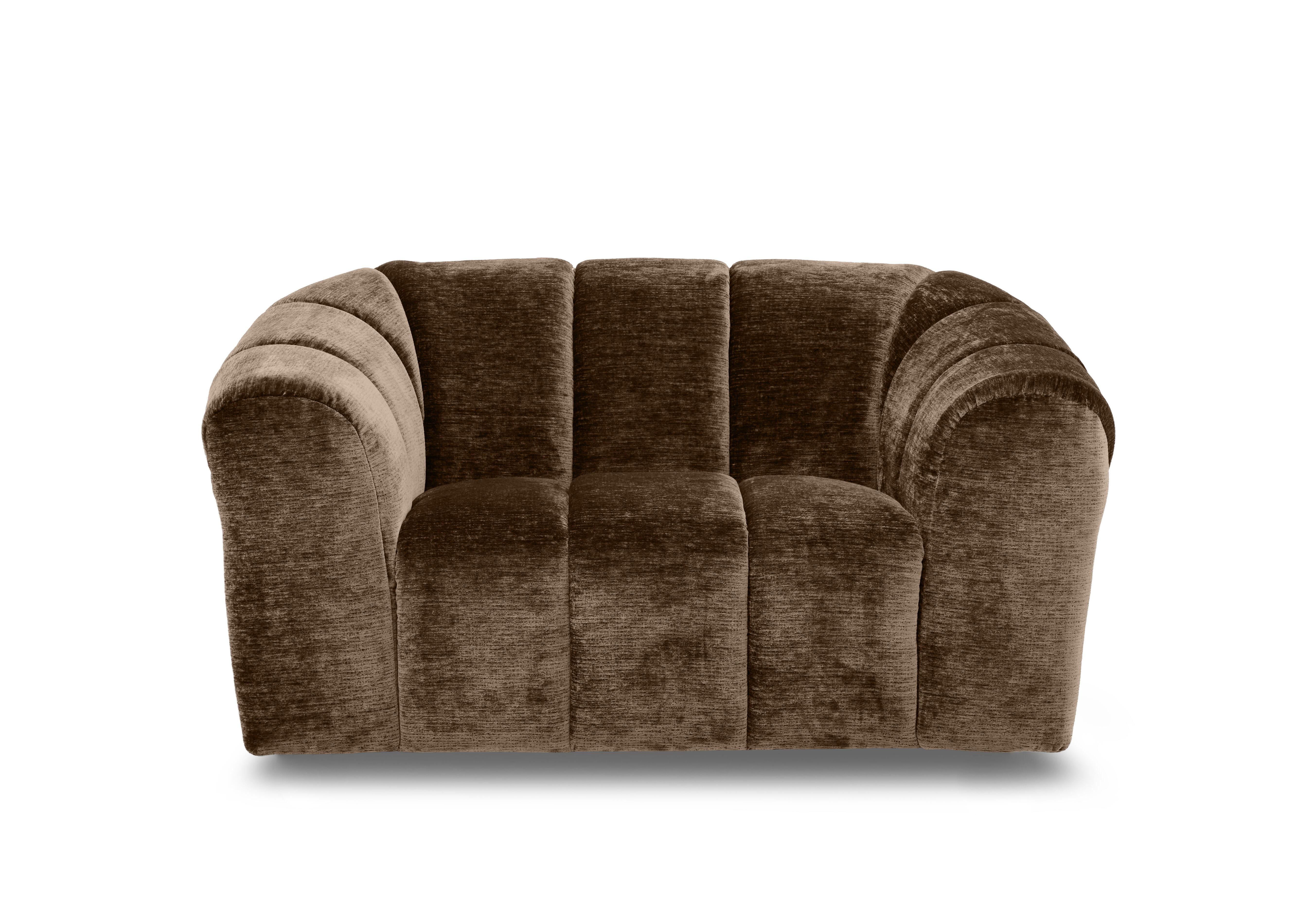 Rhianna Fabric Cuddler Chair in Aston Chocolate 47524 on Furniture Village