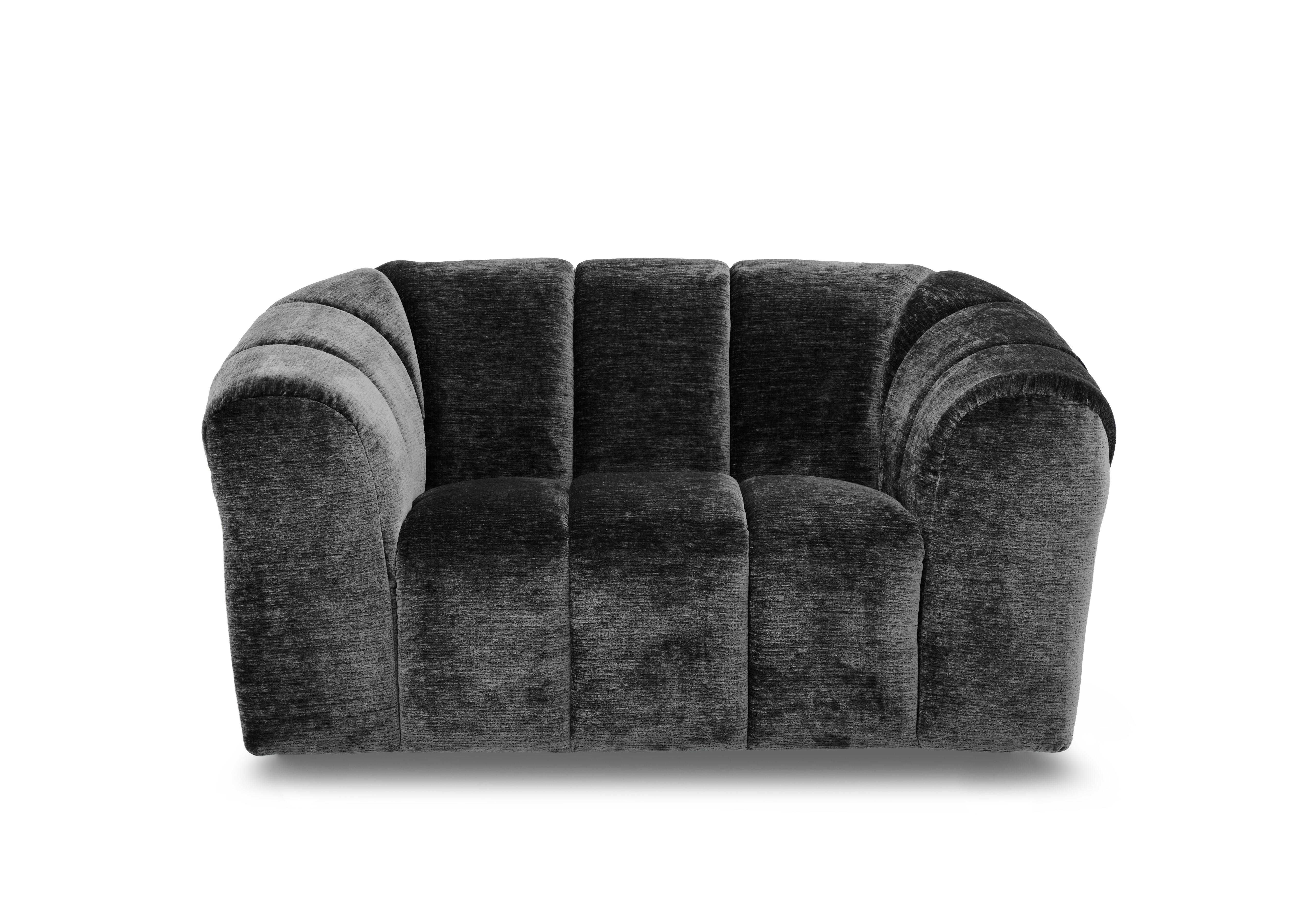 Rhianna Fabric Cuddler Chair in Aston Jet Black 47514 on Furniture Village
