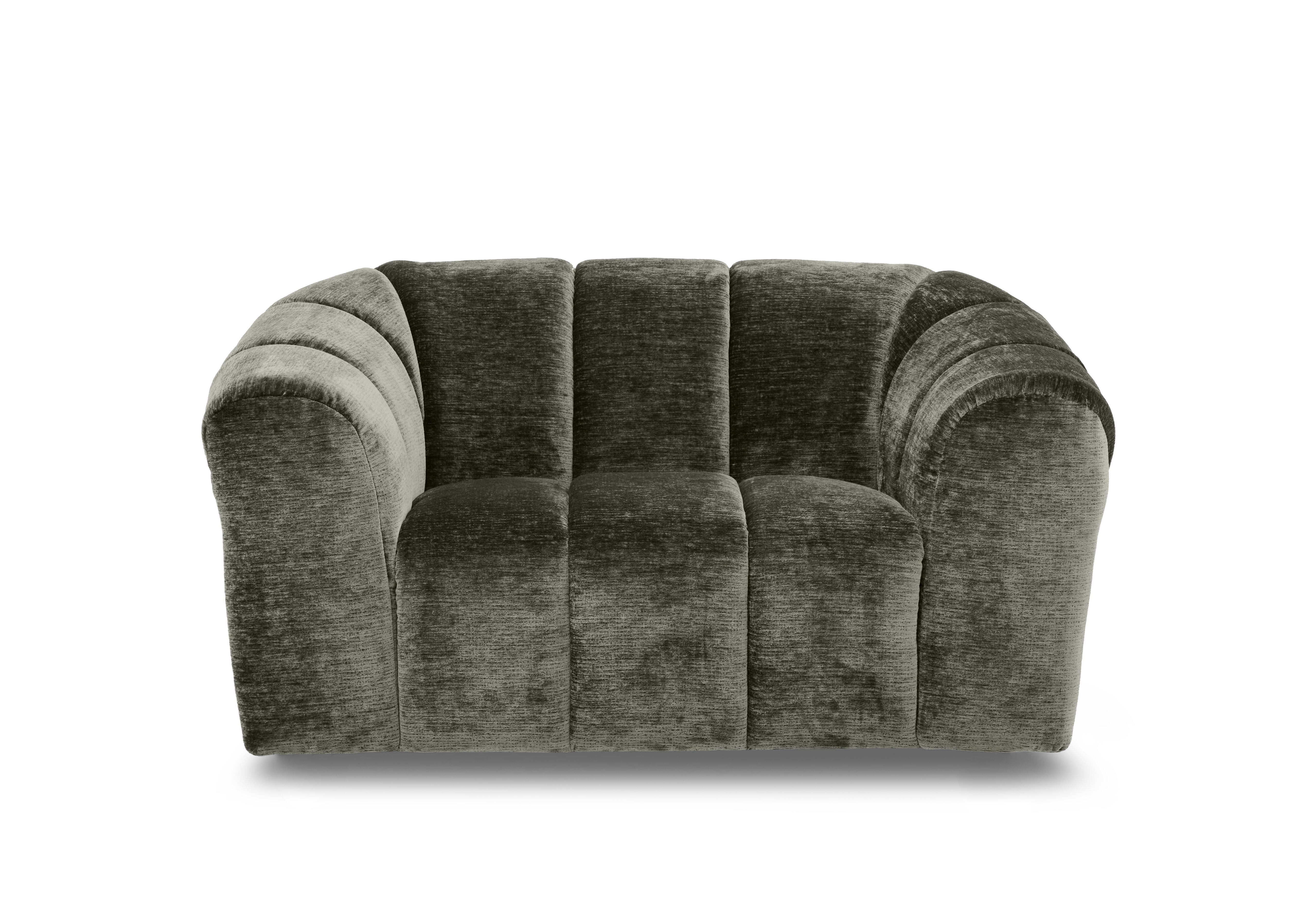Rhianna Fabric Cuddler Chair in Aston Jungle 47519 on Furniture Village