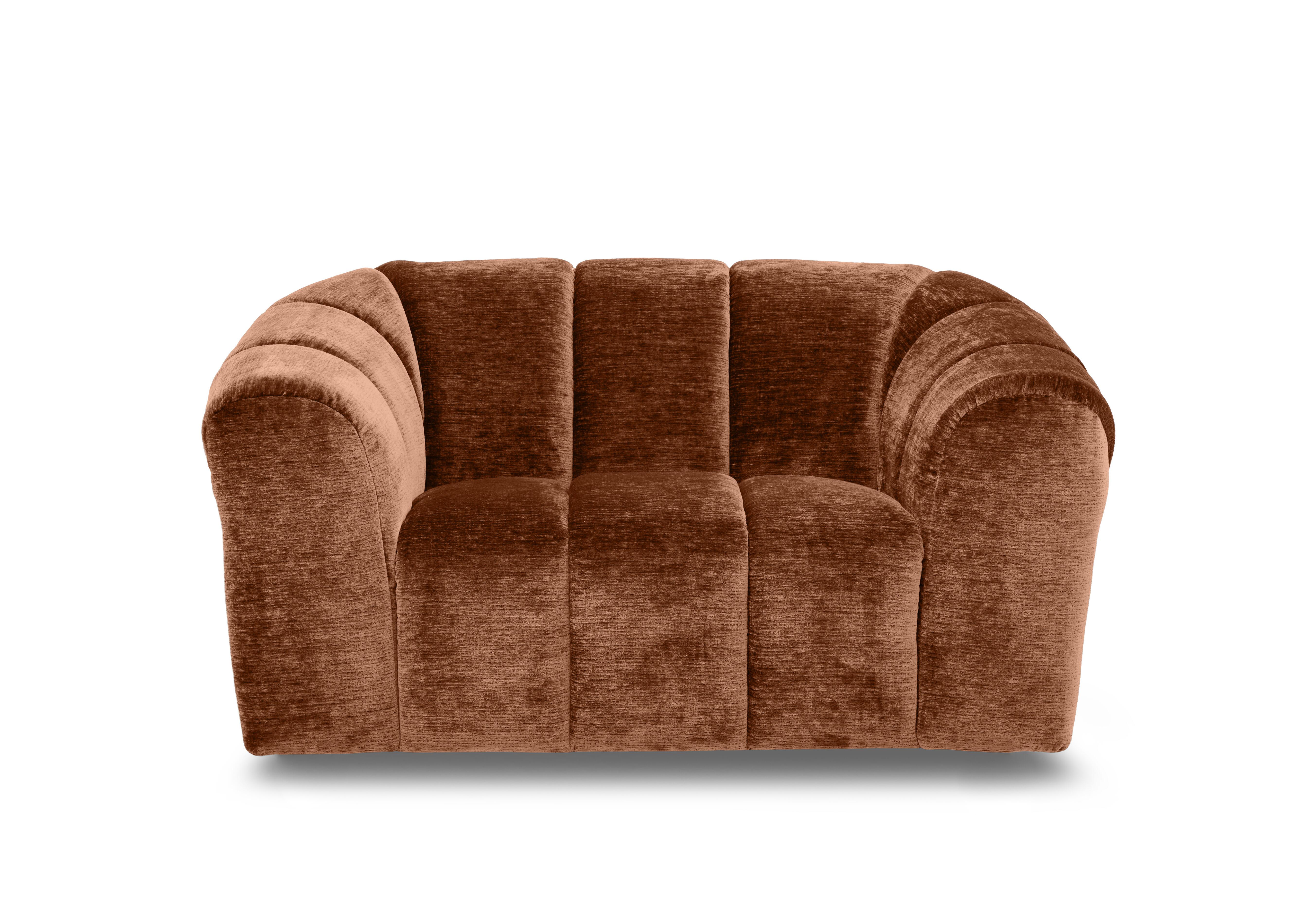 Rhianna Fabric Cuddler Chair in Aston Rust 47523 on Furniture Village