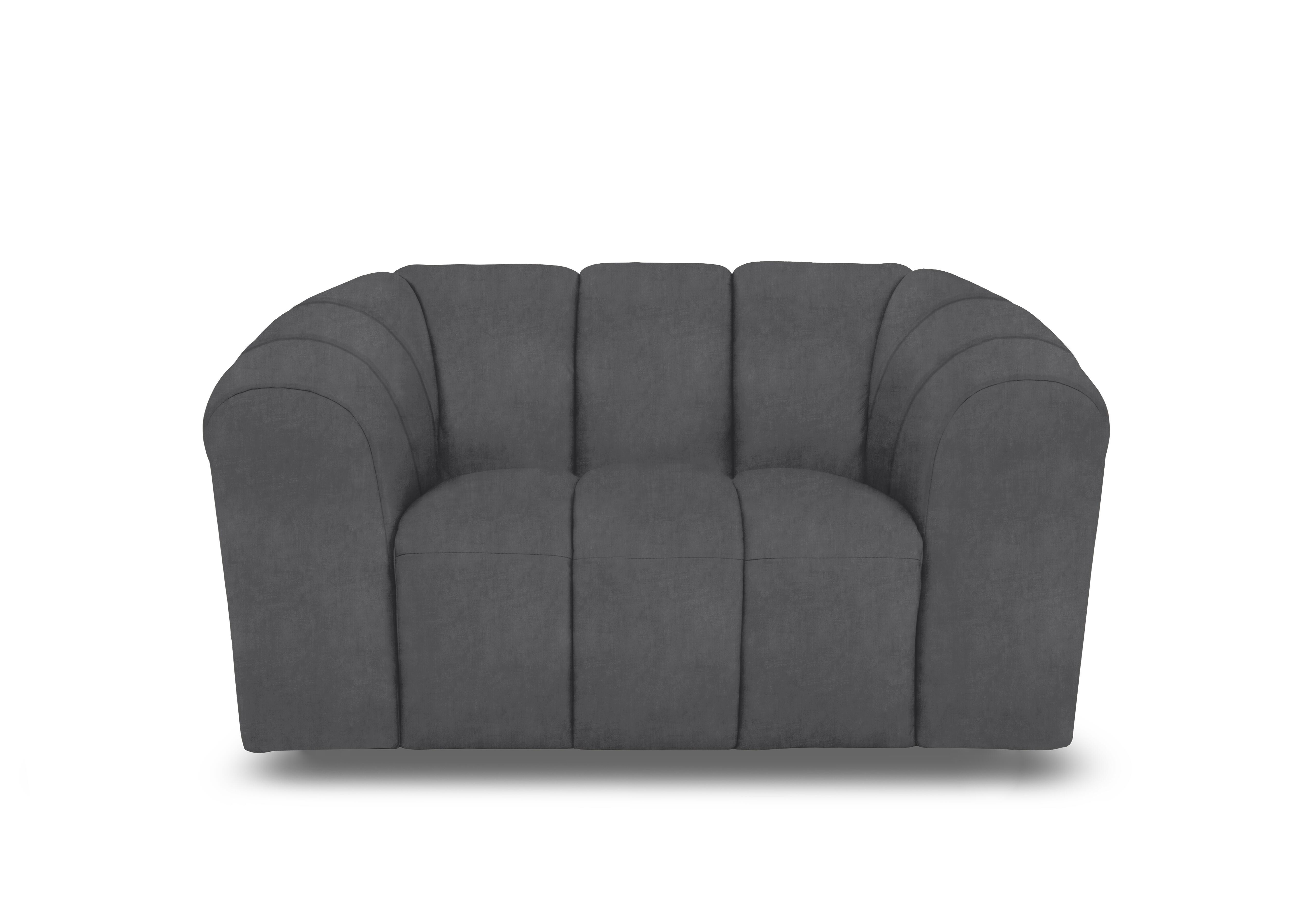 Rhianna Fabric Cuddler Chair in Manhattan Charcoal 58003 on Furniture Village