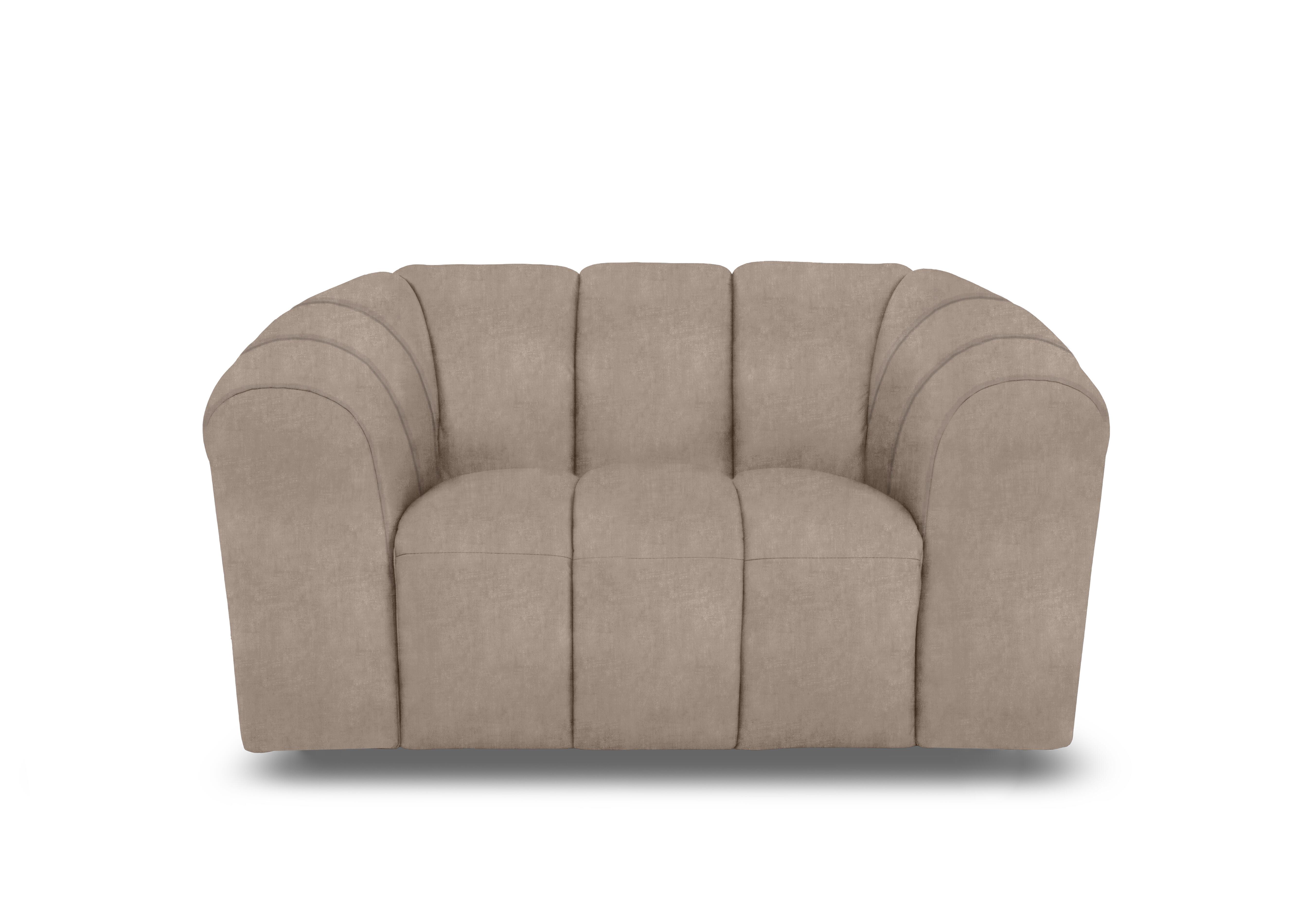 Rhianna Fabric Cuddler Chair in Manhattan Nutmeg 58005 on Furniture Village