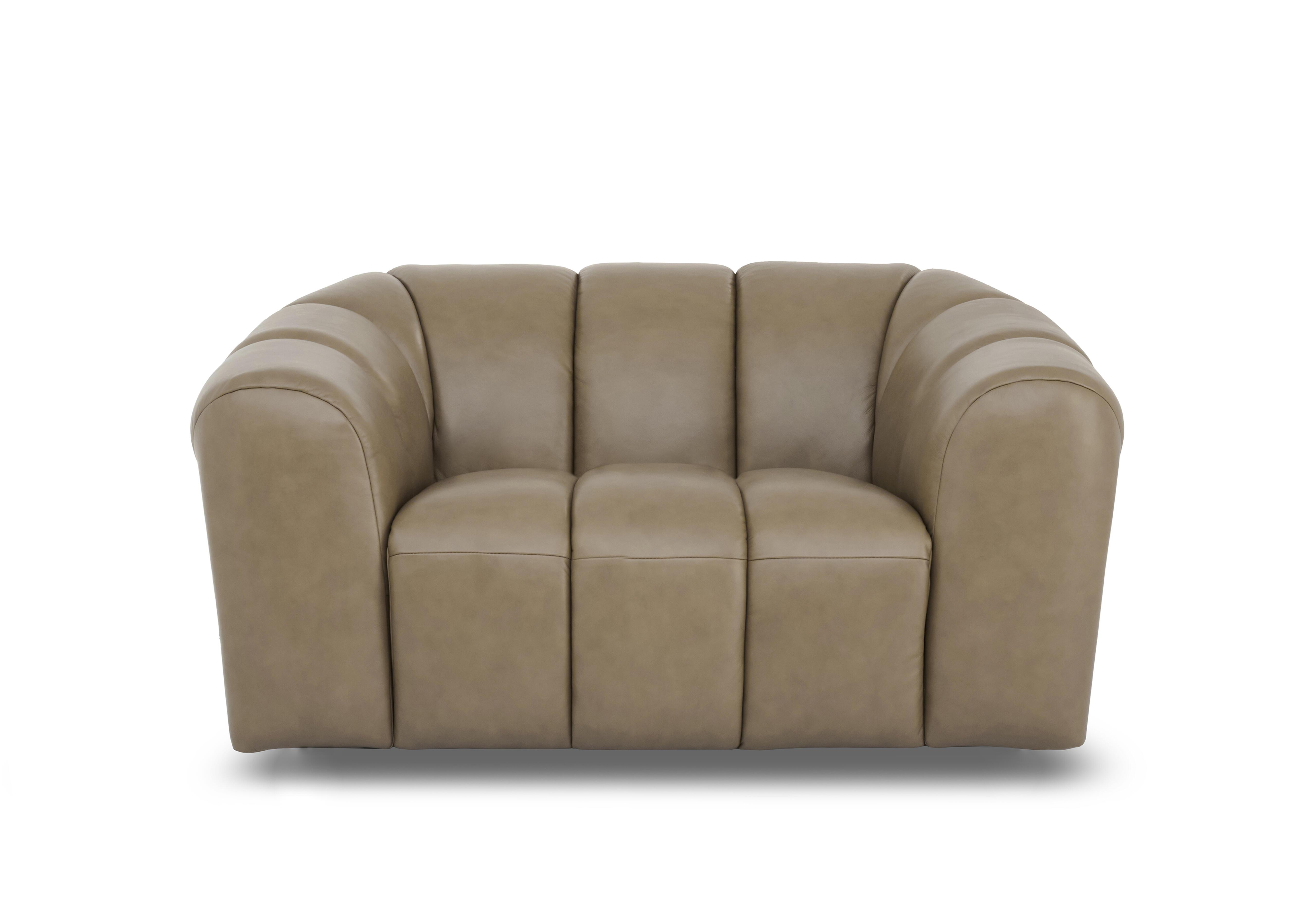 Rhianna Leather Cuddler Chair in Montana Barley Cat-60/06 on Furniture Village