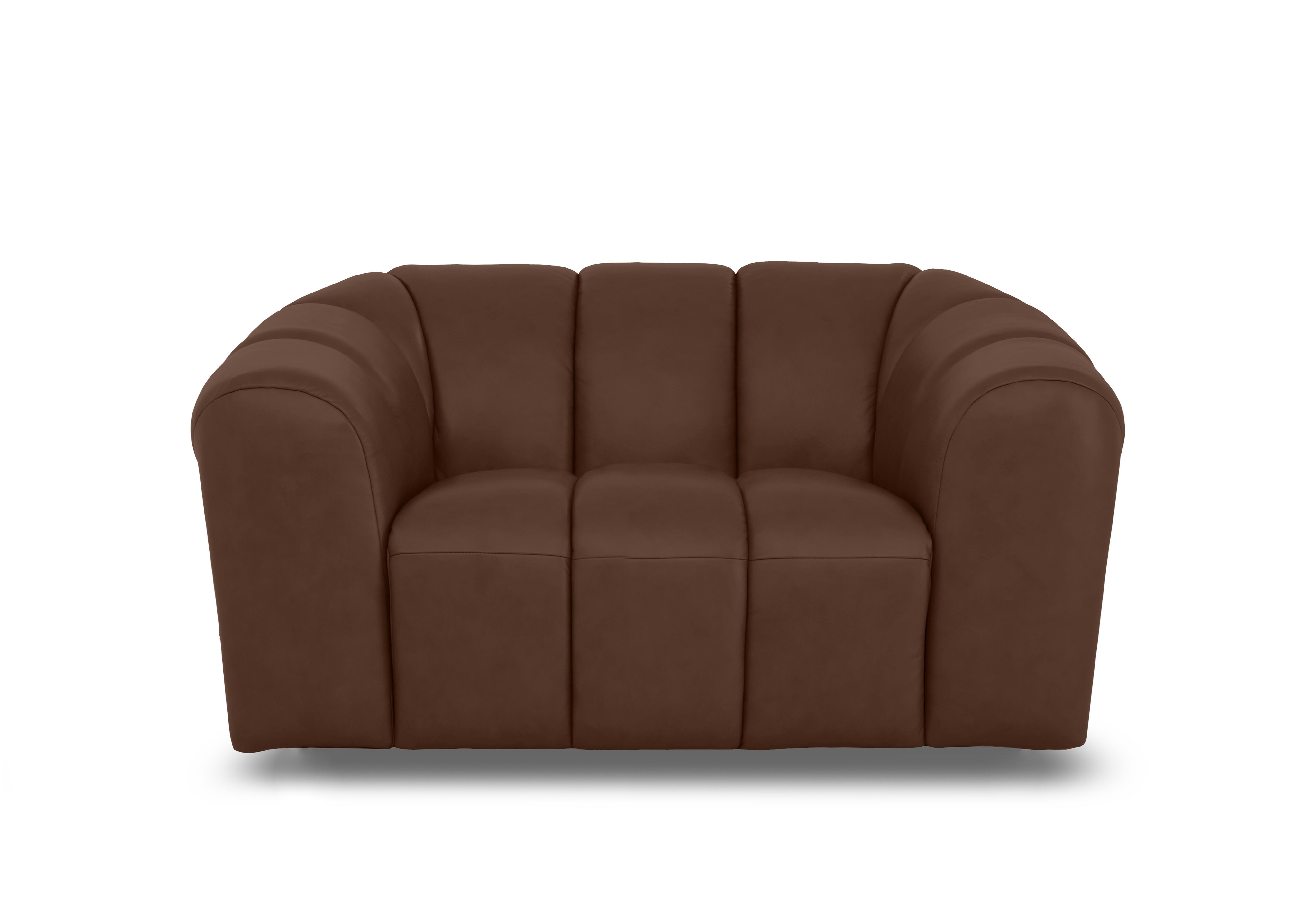 Rhianna Leather Cuddler Chair in Montana Chocolate Cat-60/08 on Furniture Village