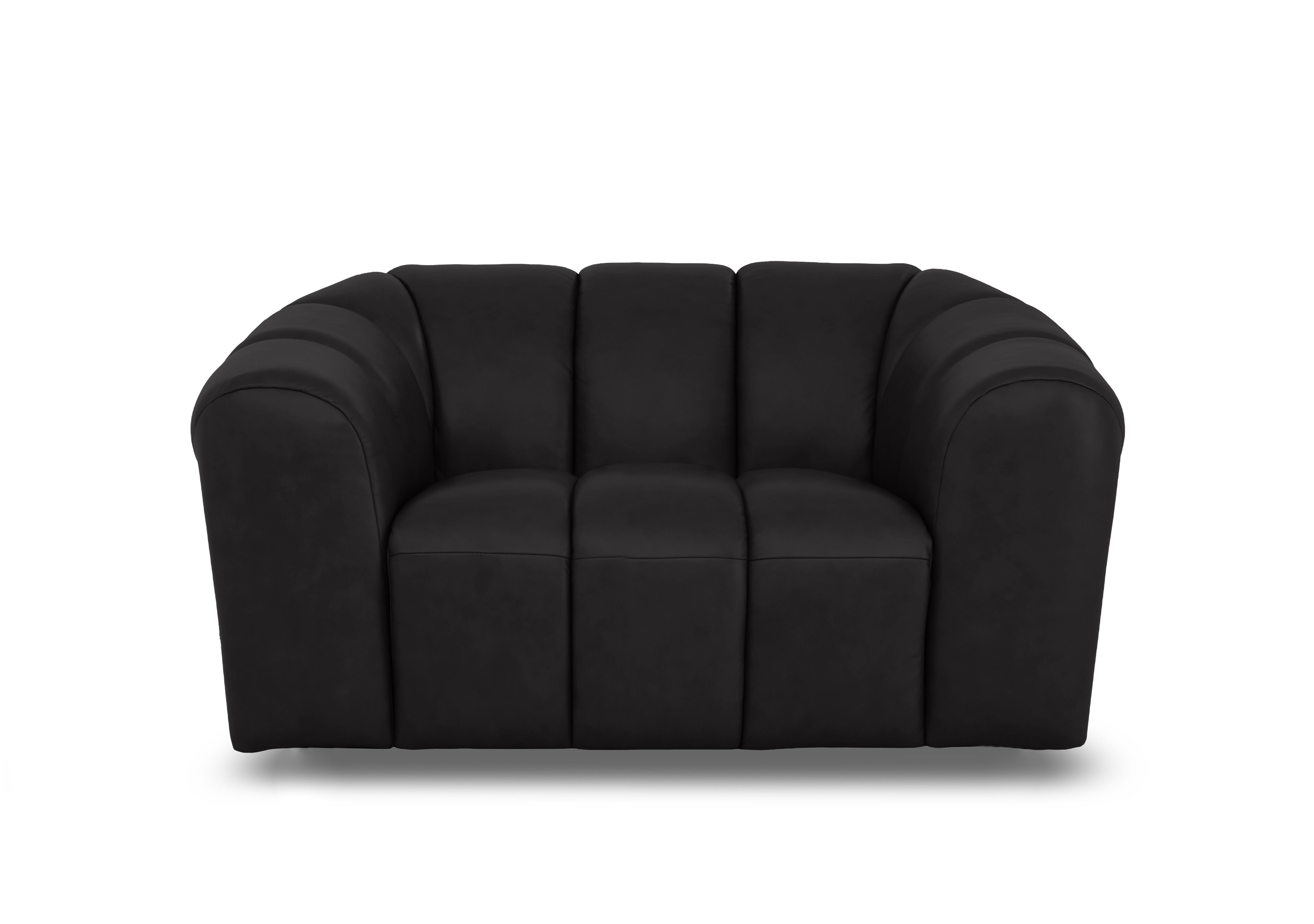 Rhianna Leather Cuddler Chair in Montana Jet Black Cat-60/22 on Furniture Village
