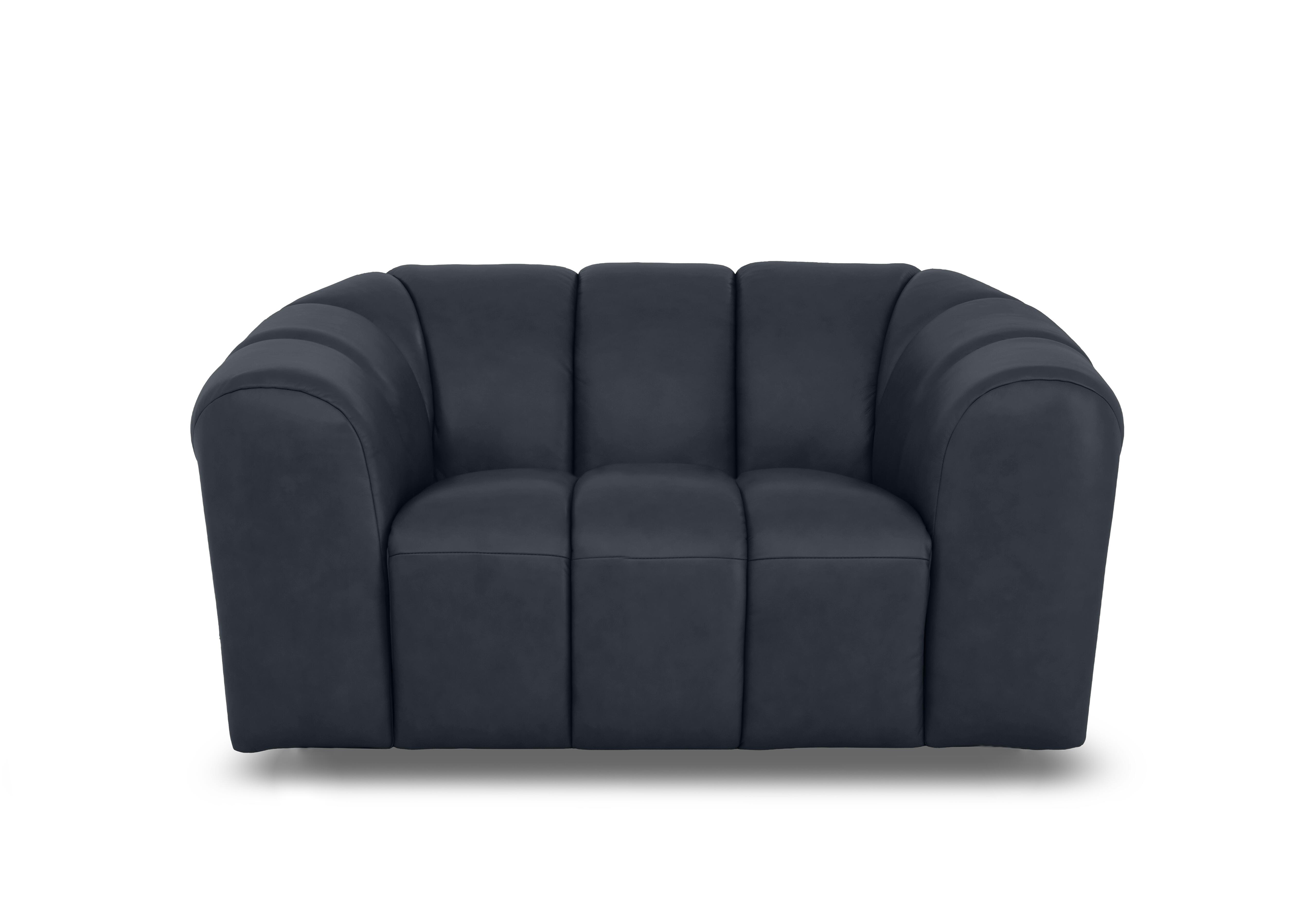 Rhianna Leather Cuddler Chair in Montana Navy Cat-60/24 on Furniture Village