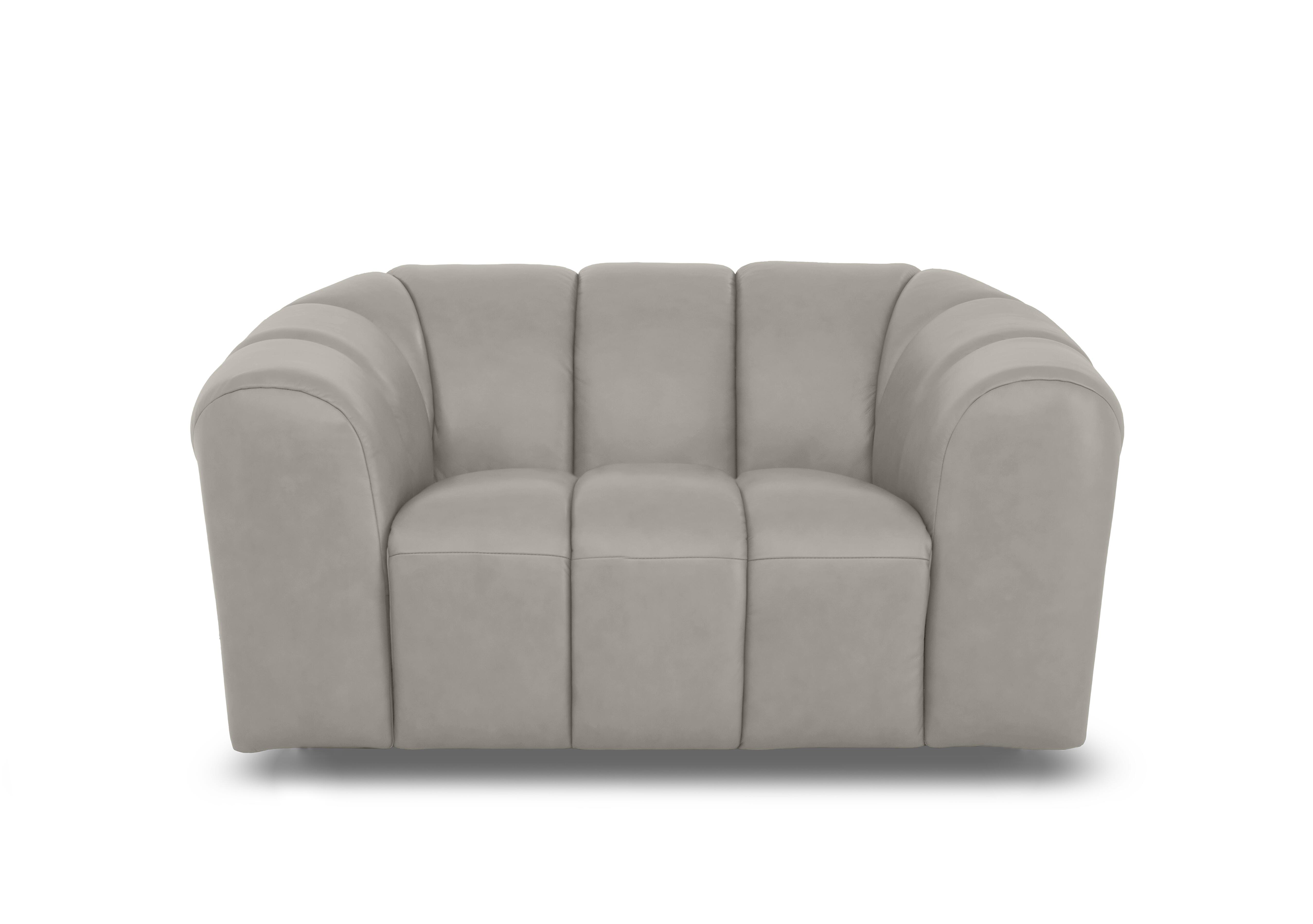 Rhianna Leather Cuddler Chair in Montana New Grey Cat-60/28 on Furniture Village