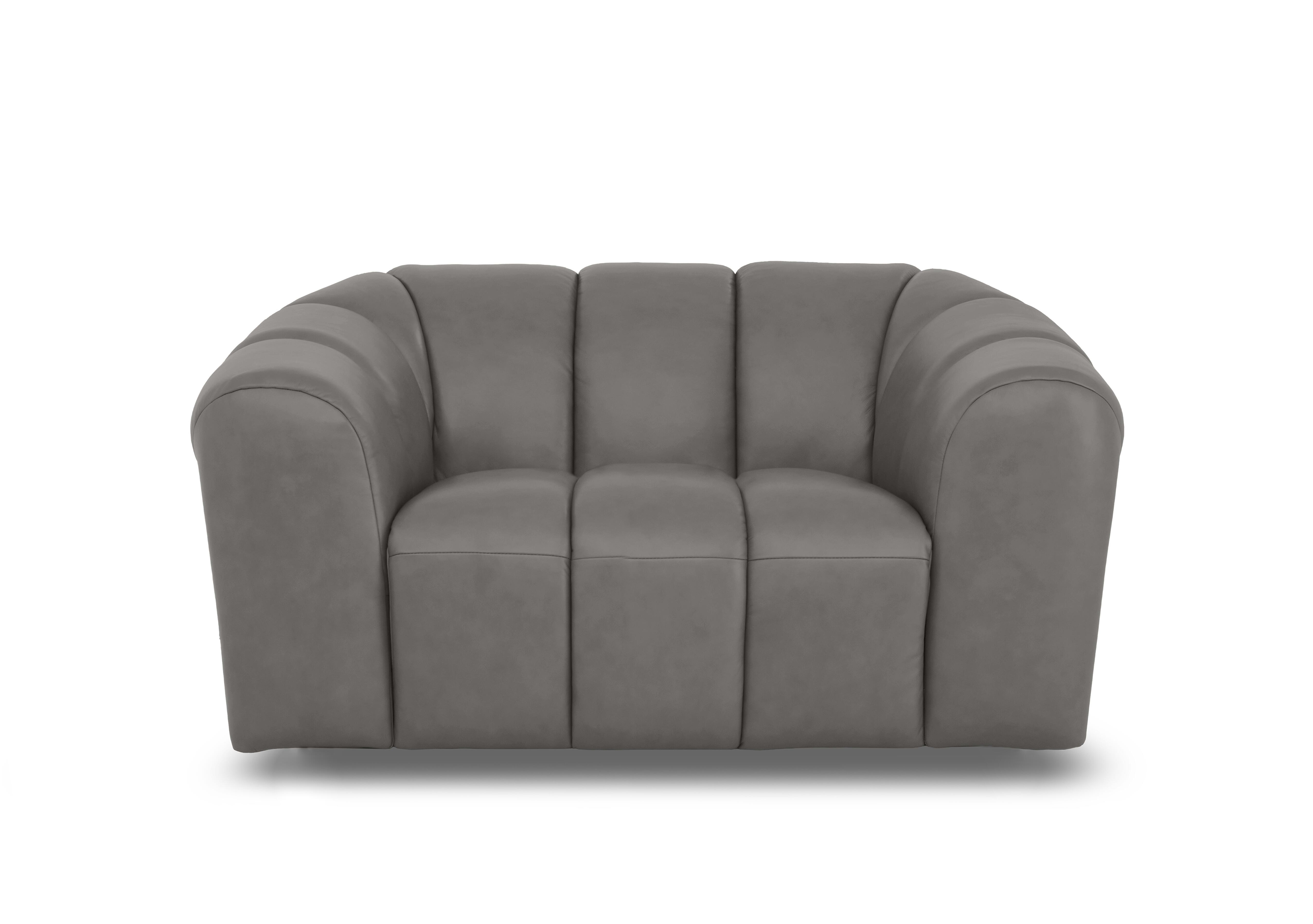 Rhianna Leather Cuddler Chair in Oslo Elephant Cat-40/15 on Furniture Village