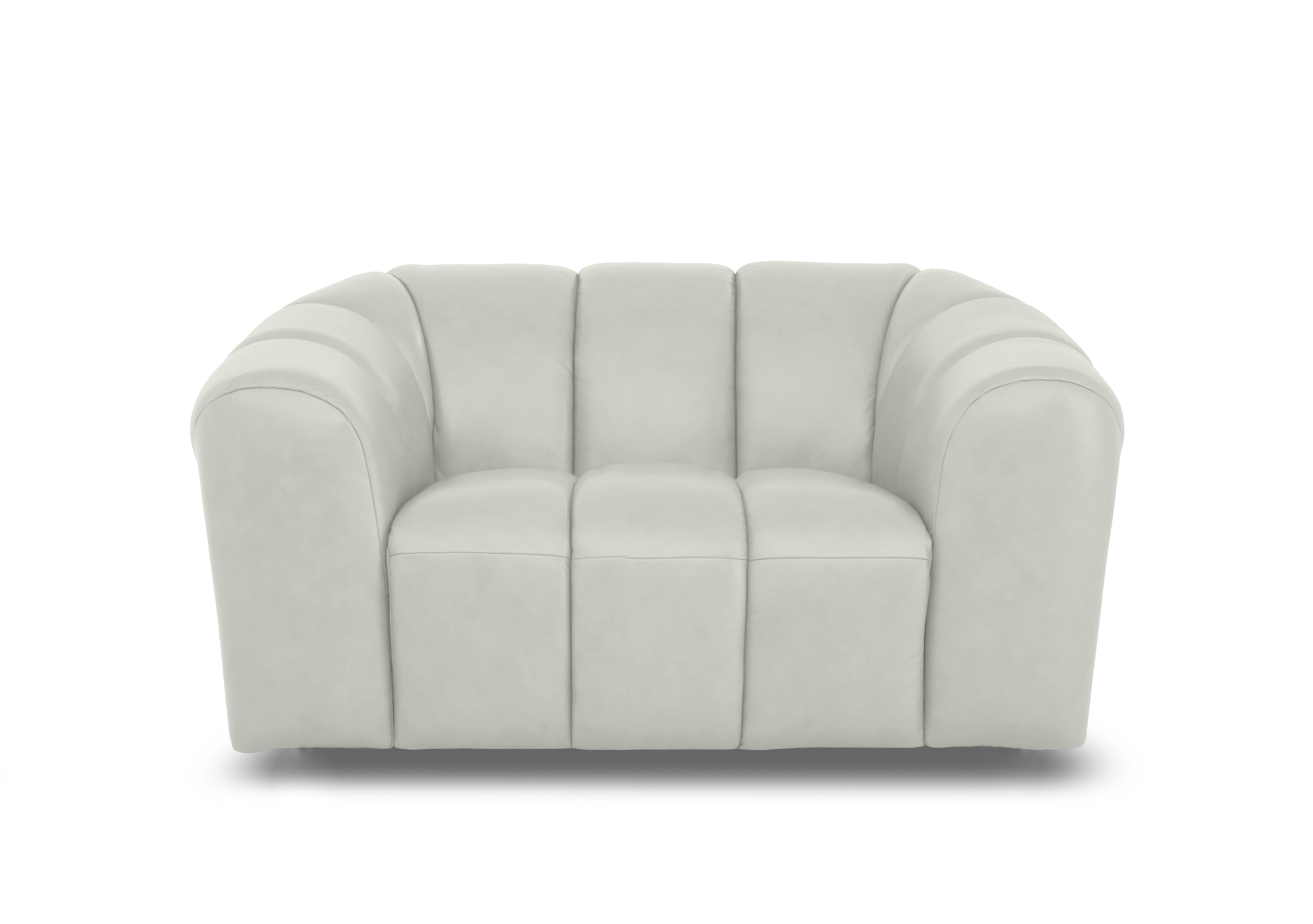 Rhianna Leather Cuddler Chair in Oslo Light Grey Cat-40/27 on Furniture Village