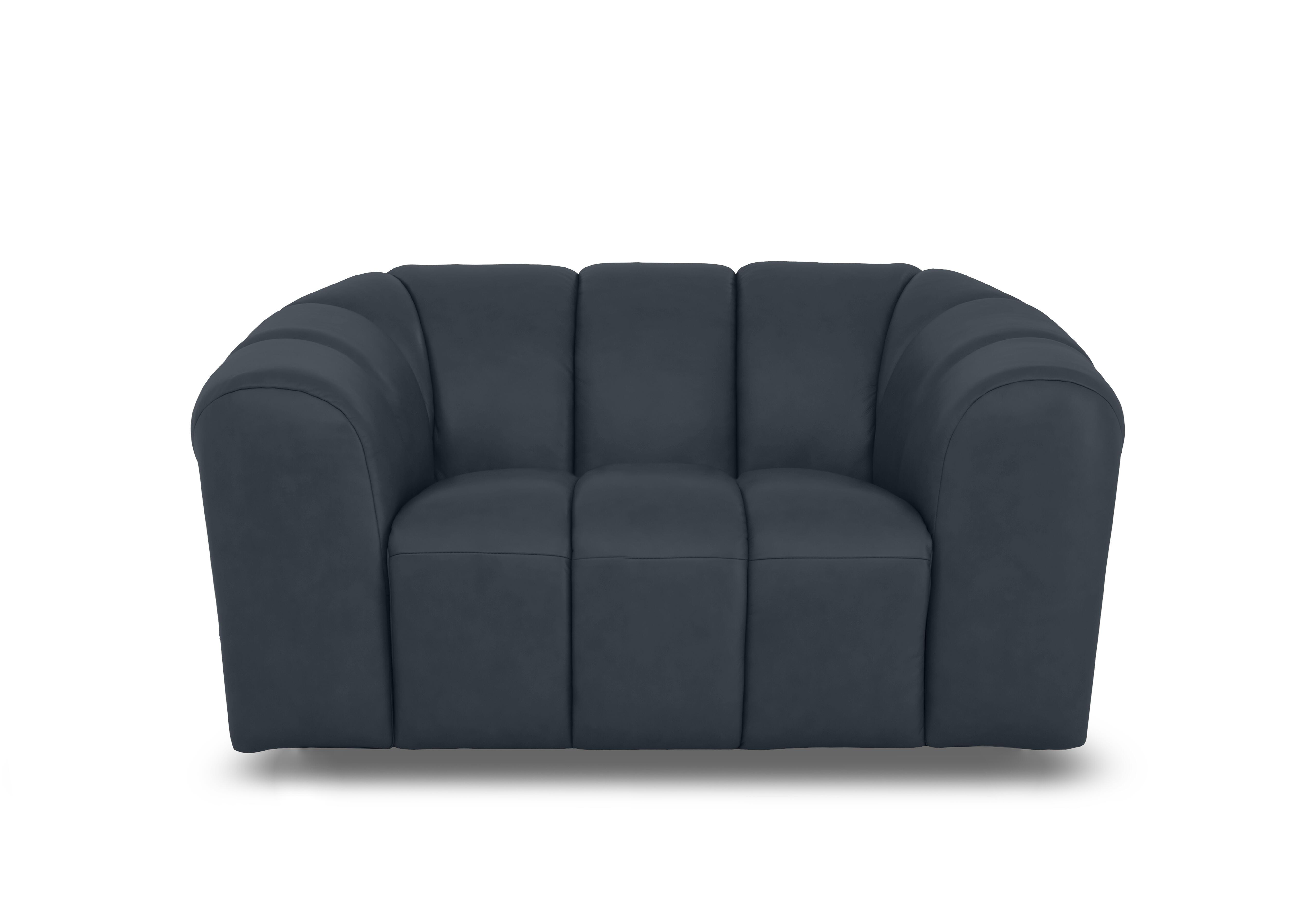 Rhianna Leather Cuddler Chair in Oslo Navy Cat-40/24 on Furniture Village