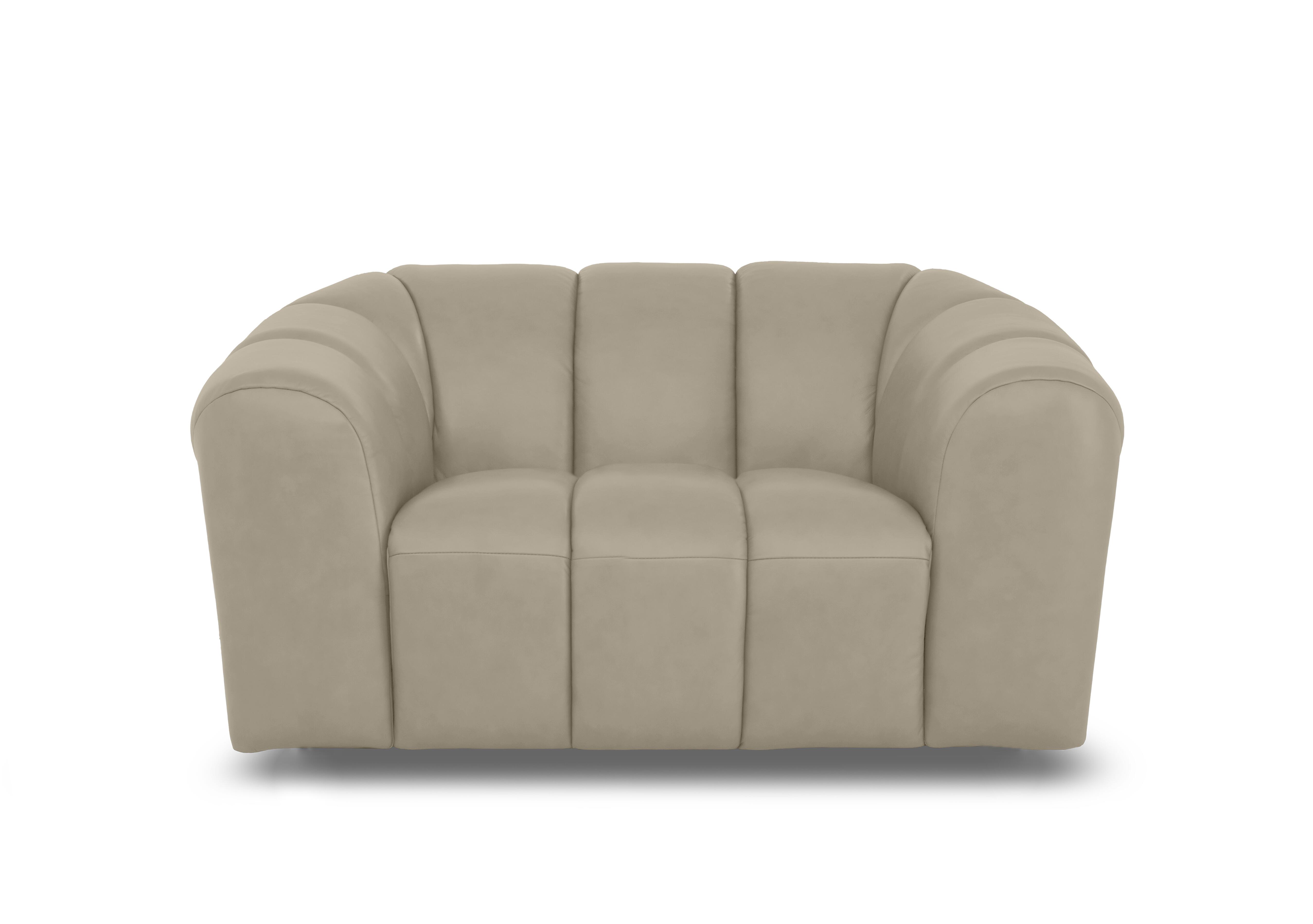 Rhianna Leather Cuddler Chair in Oslo Oyster Cat-40/08 on Furniture Village