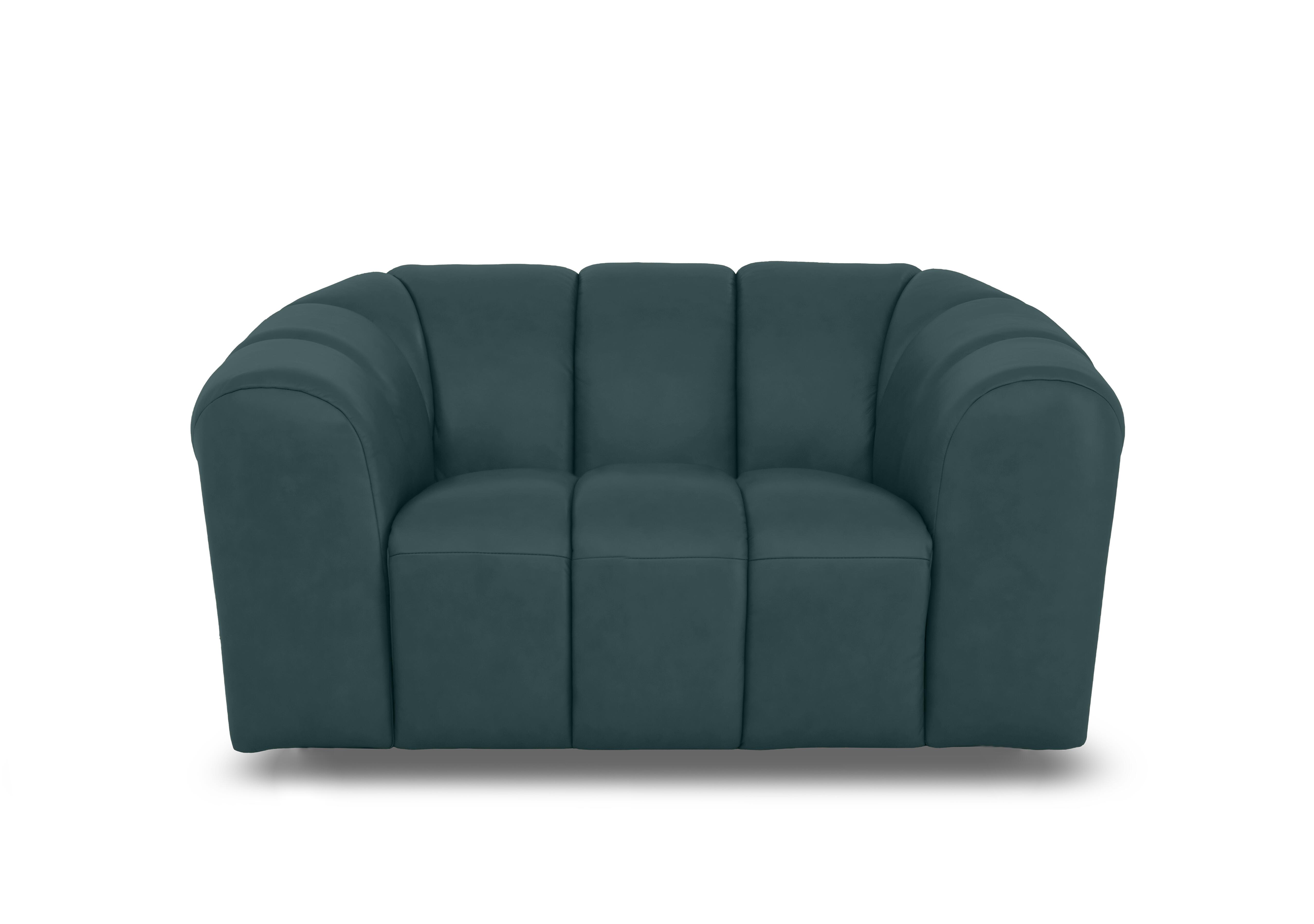 Rhianna Leather Cuddler Chair in Oslo Peacock Cat-40/09 on Furniture Village