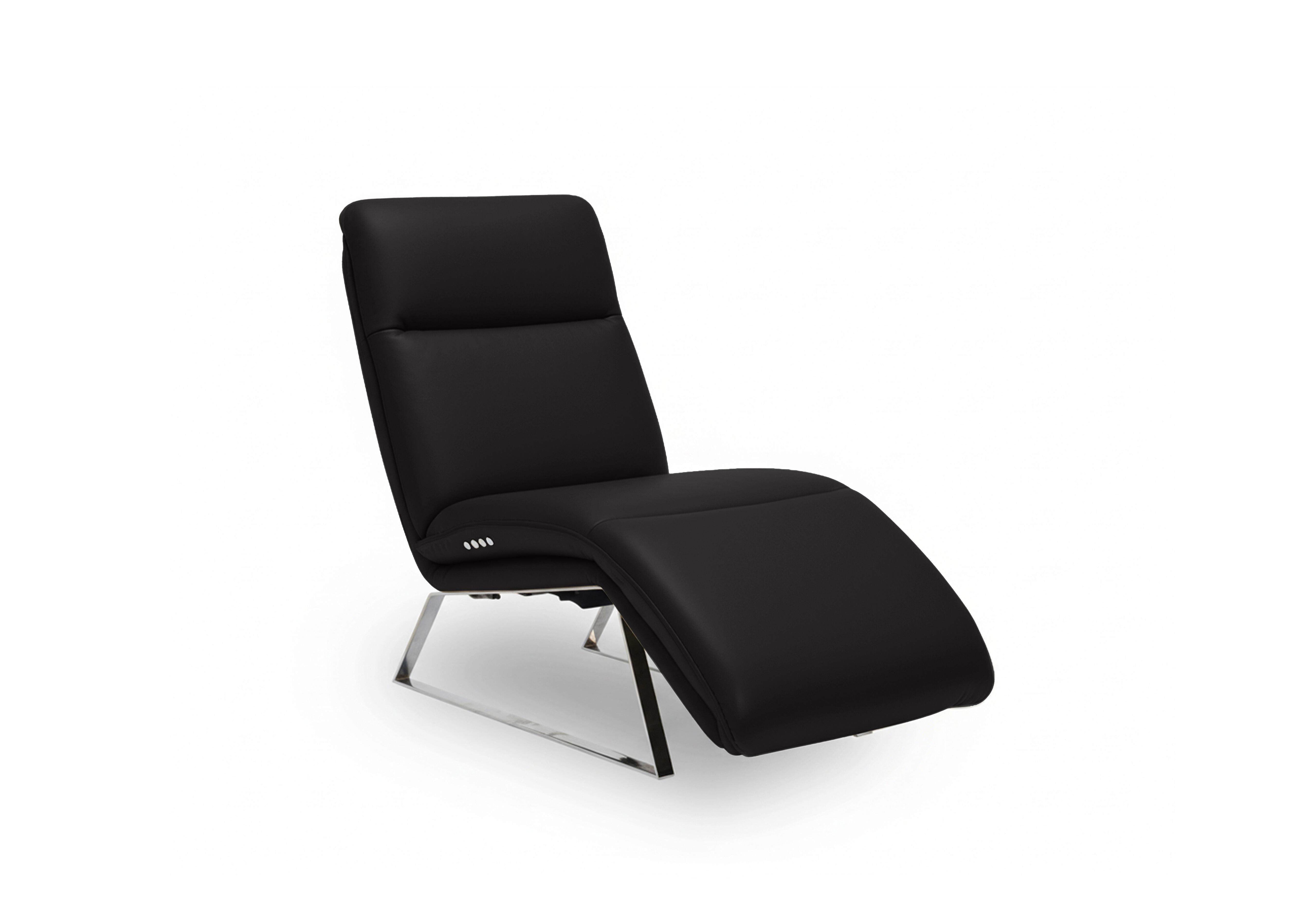 Rhianna Leather Power Recliner Chaise Chair in Montana Jet Black Cat-60/22 on Furniture Village