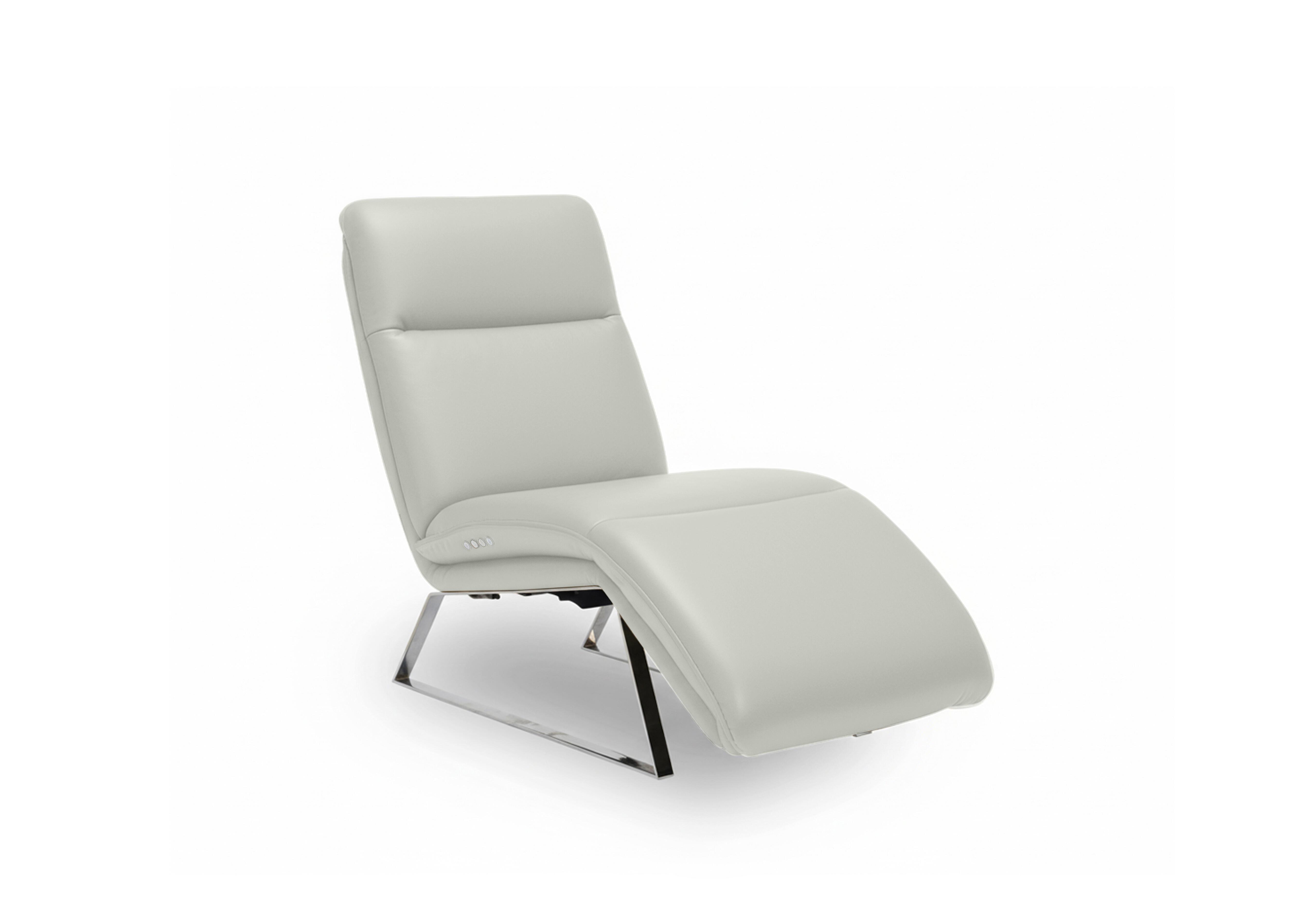 Rhianna Leather Power Recliner Chaise Chair in Oslo Light Grey Cat-40/27 on Furniture Village