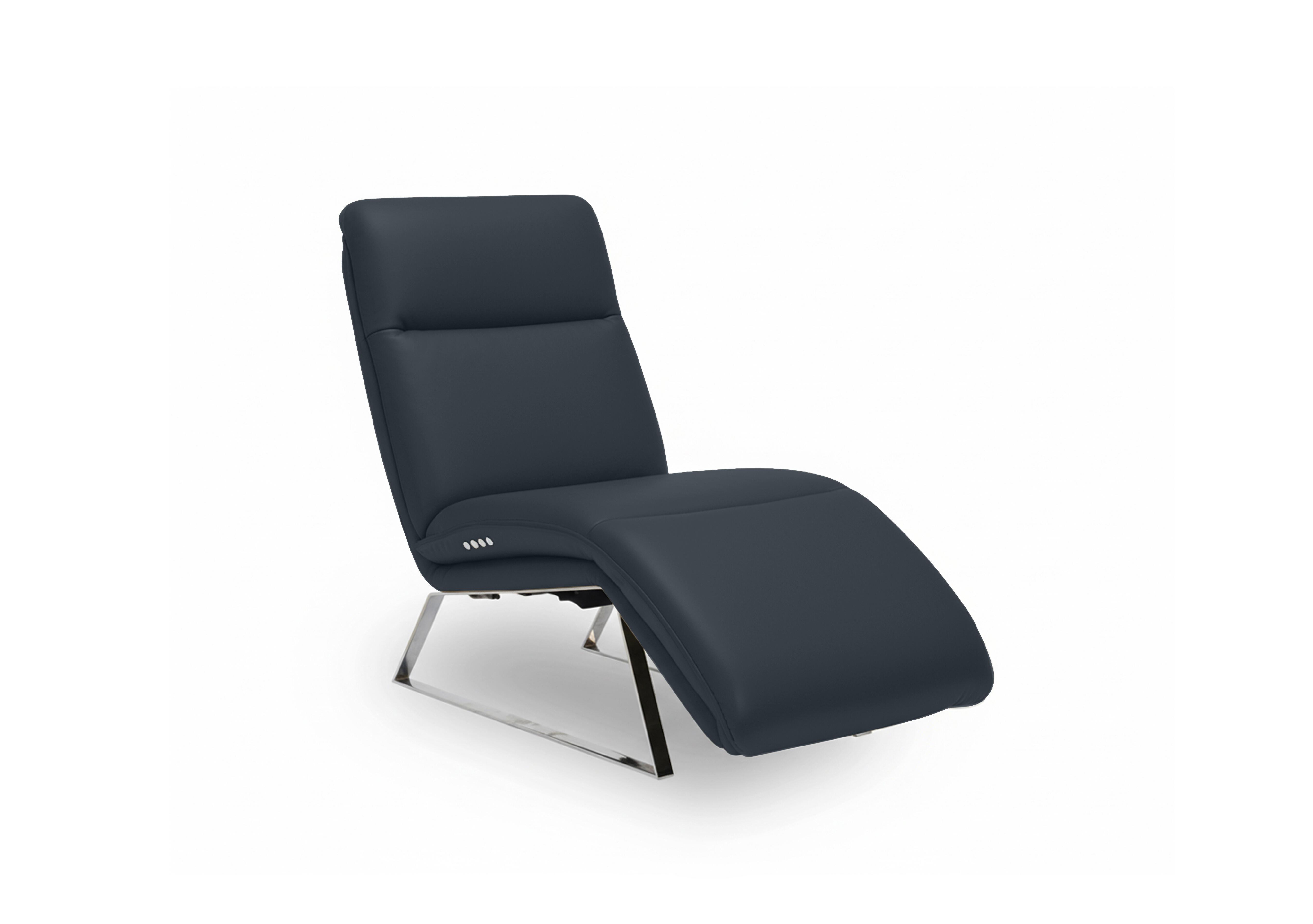 Rhianna Leather Power Recliner Chaise Chair in Oslo Navy Cat-40/24 on Furniture Village