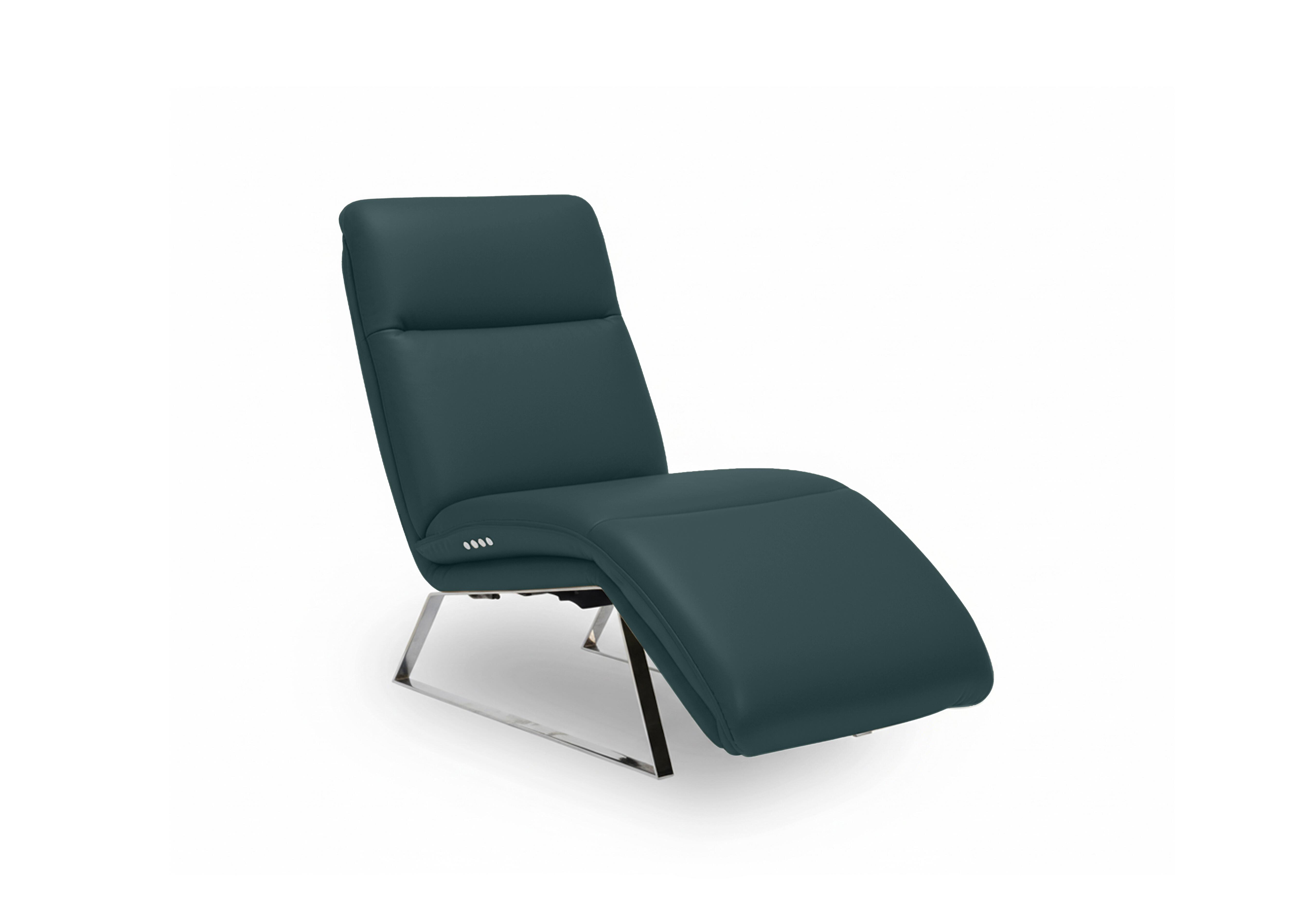 Rhianna Leather Power Recliner Chaise Chair in Oslo Peacock Cat-40/09 on Furniture Village
