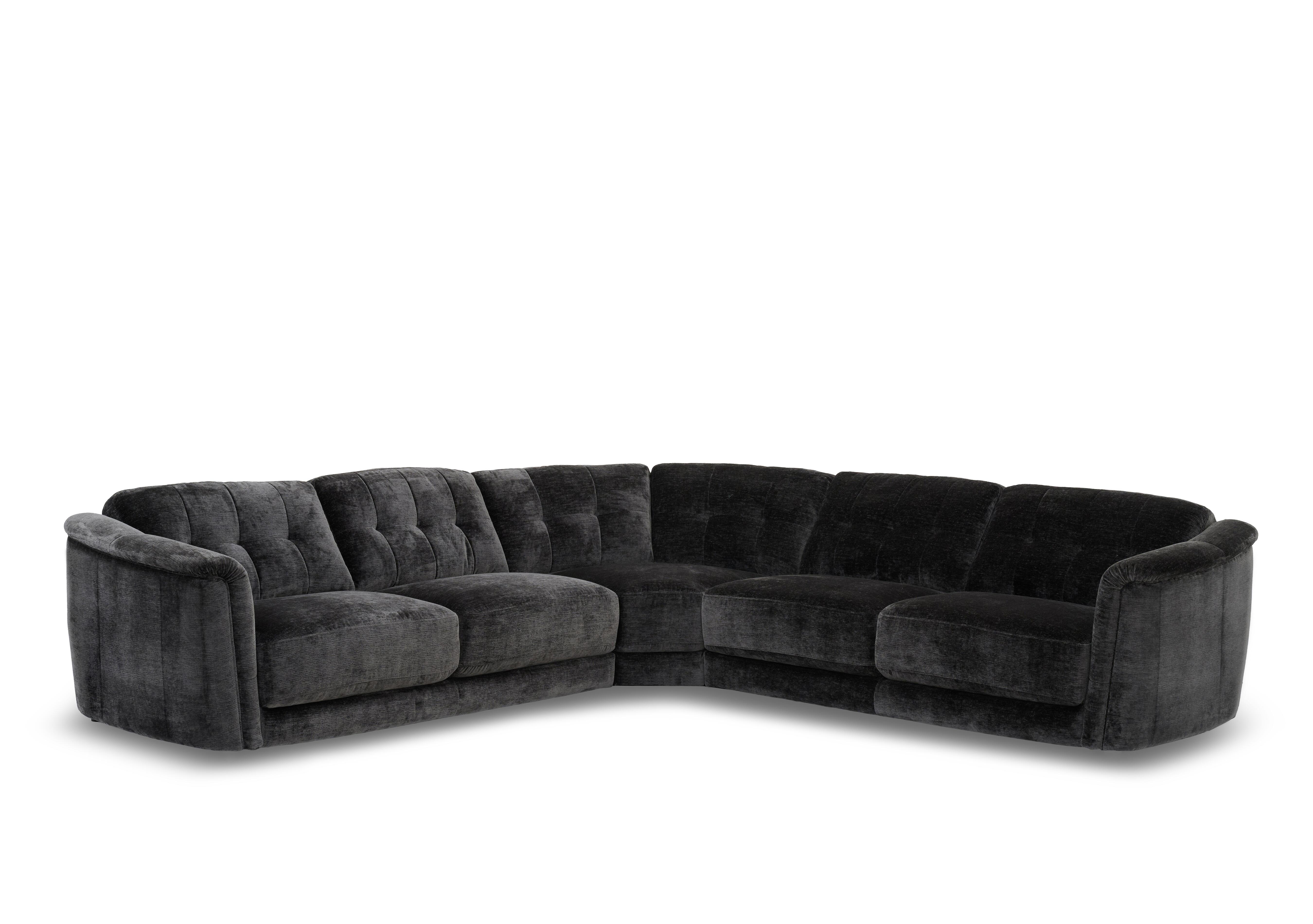 Monarch Fabric Large Corner Sofa in Aston Jet Black 47514 on Furniture Village