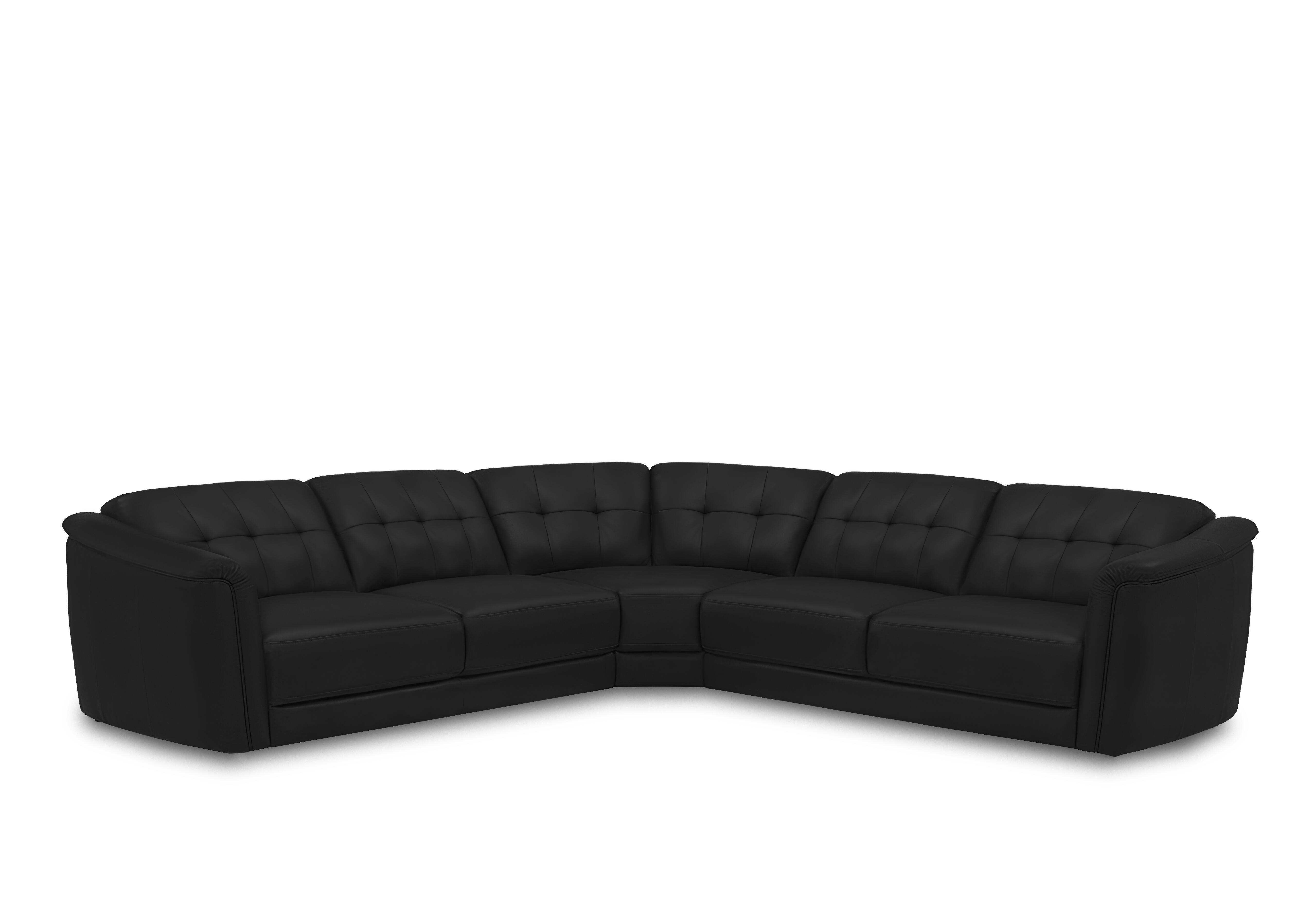 Monarch Leather Large Corner Sofa in Oslo Jet Black Cat-40/23 on Furniture Village
