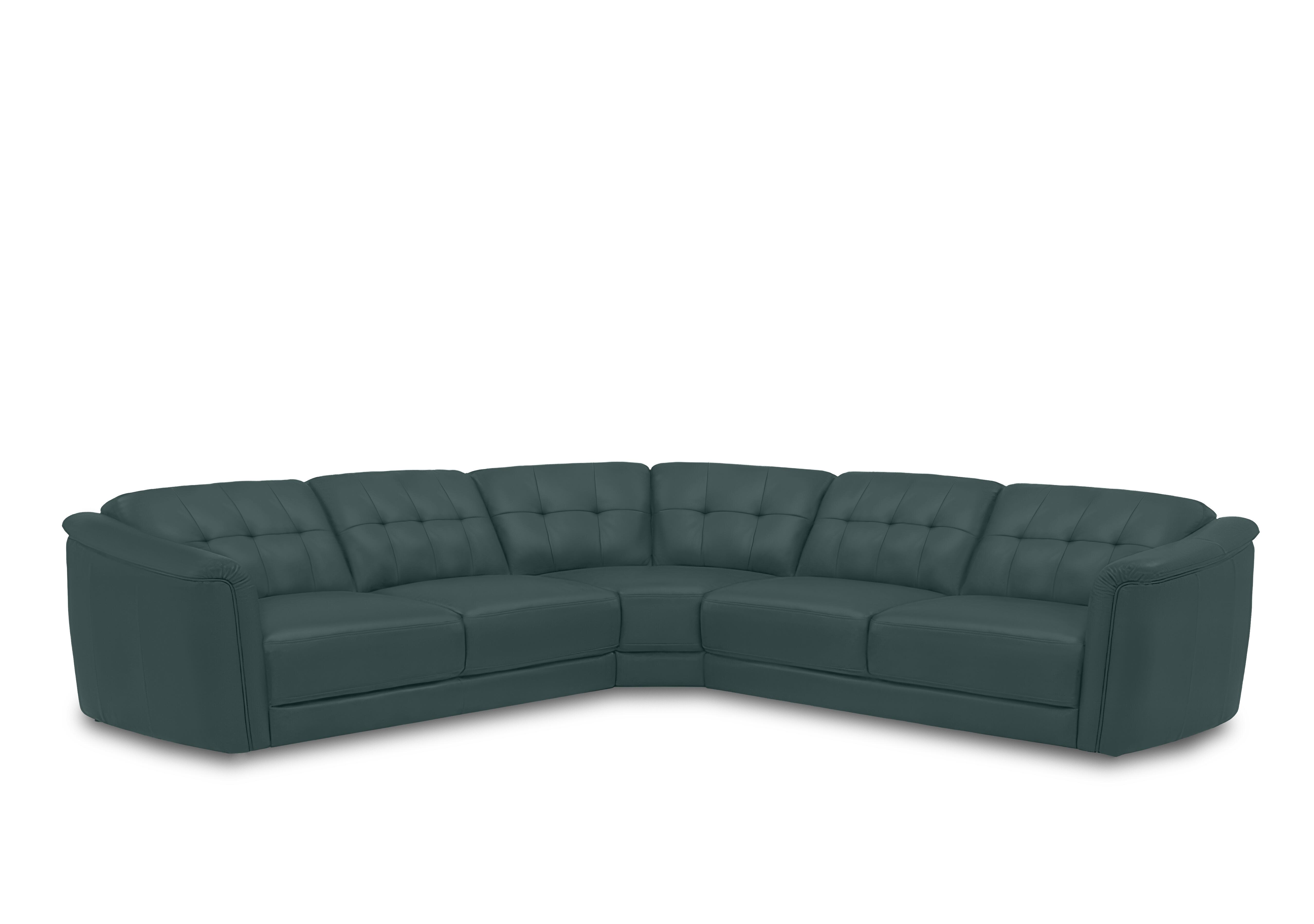 Monarch Leather Large Corner Sofa in Oslo Peacock Cat-40/09 on Furniture Village