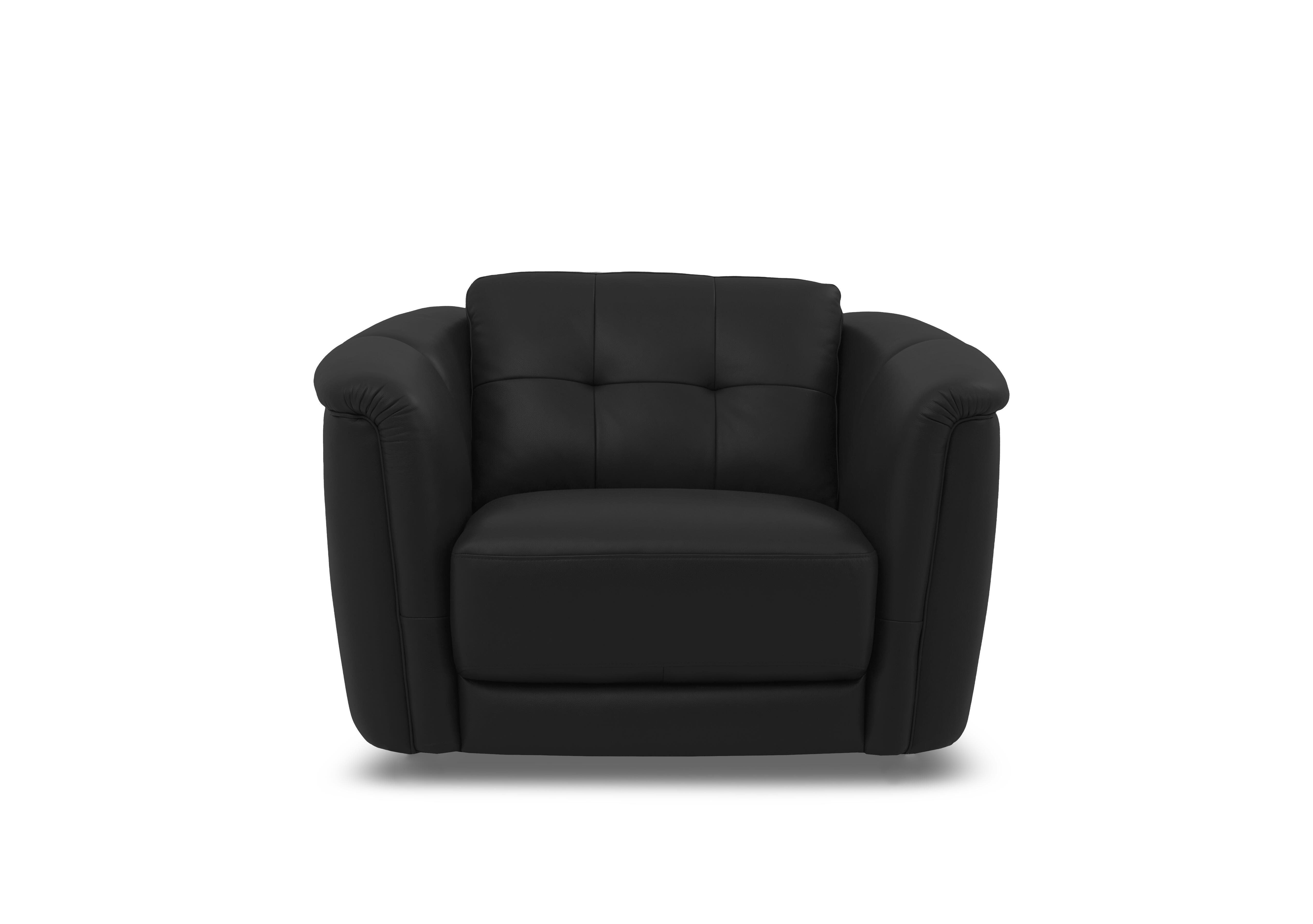 Monarch Leather Cuddler Chair in Oslo Jet Black Cat-40/23 on Furniture Village