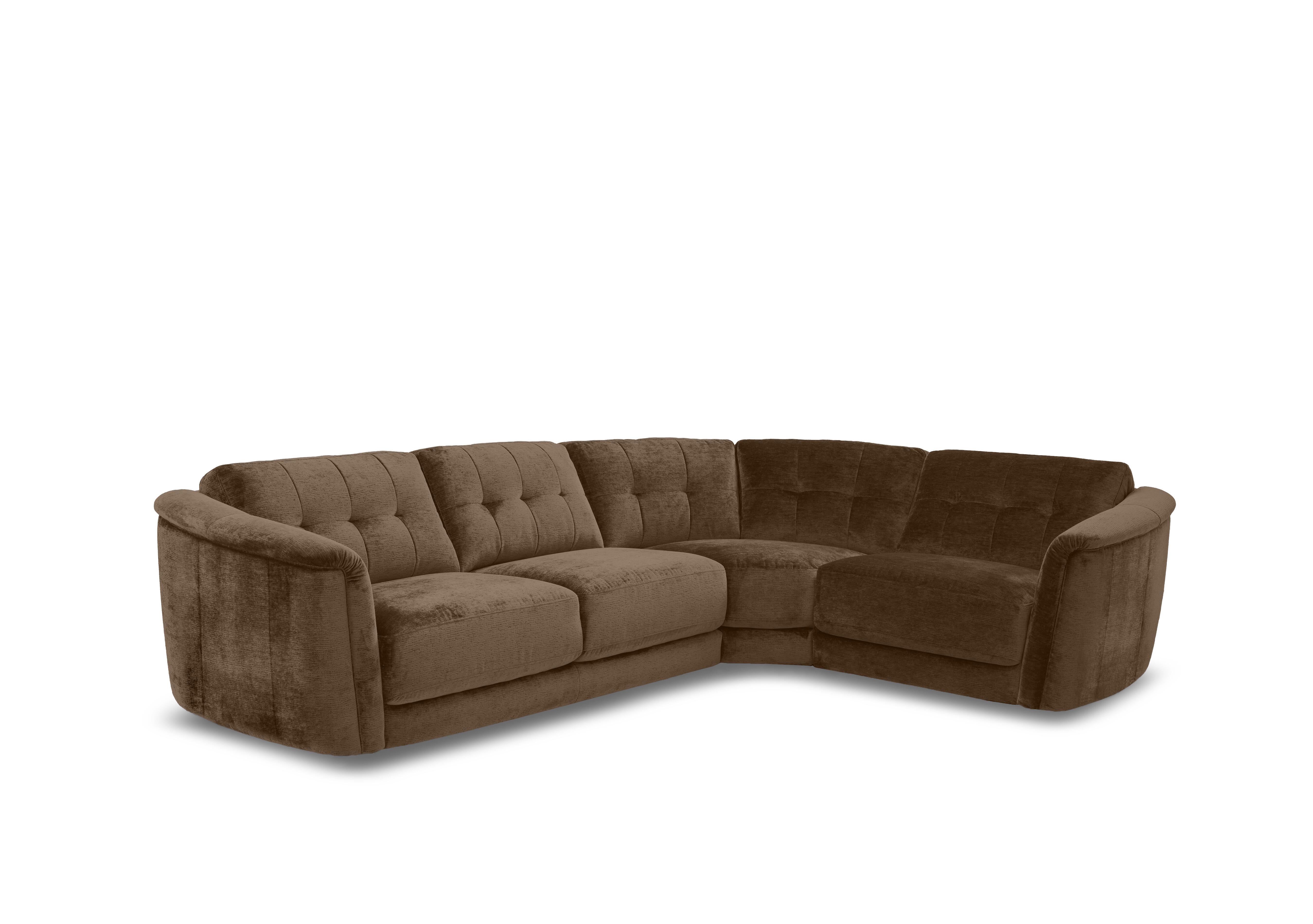 Monarch Small Fabric Corner Sofa in Aston Chocolate 47524 on Furniture Village