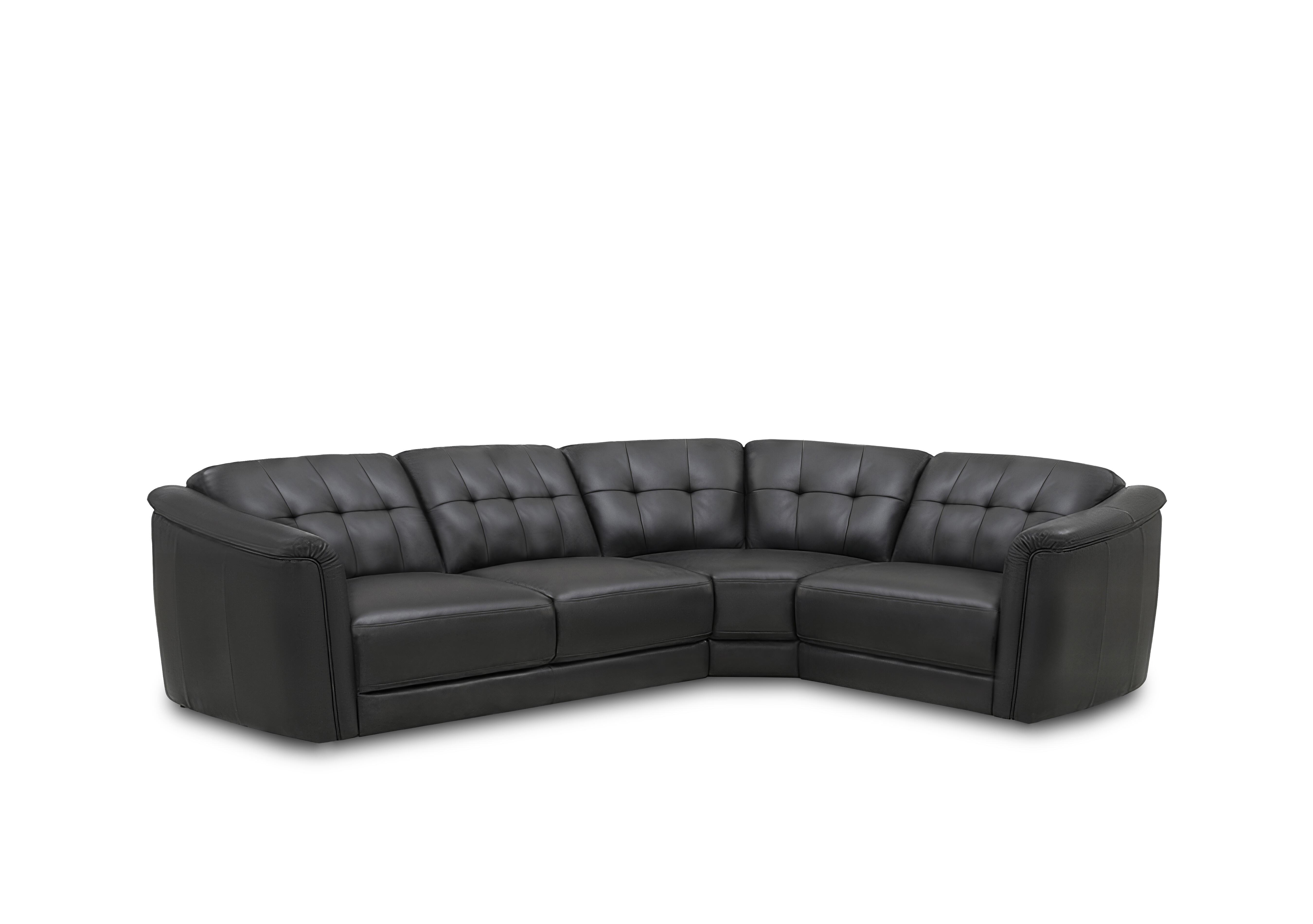 Monarch Small Leather Corner Sofa in Montana Charcoal Cat-60/25 on Furniture Village