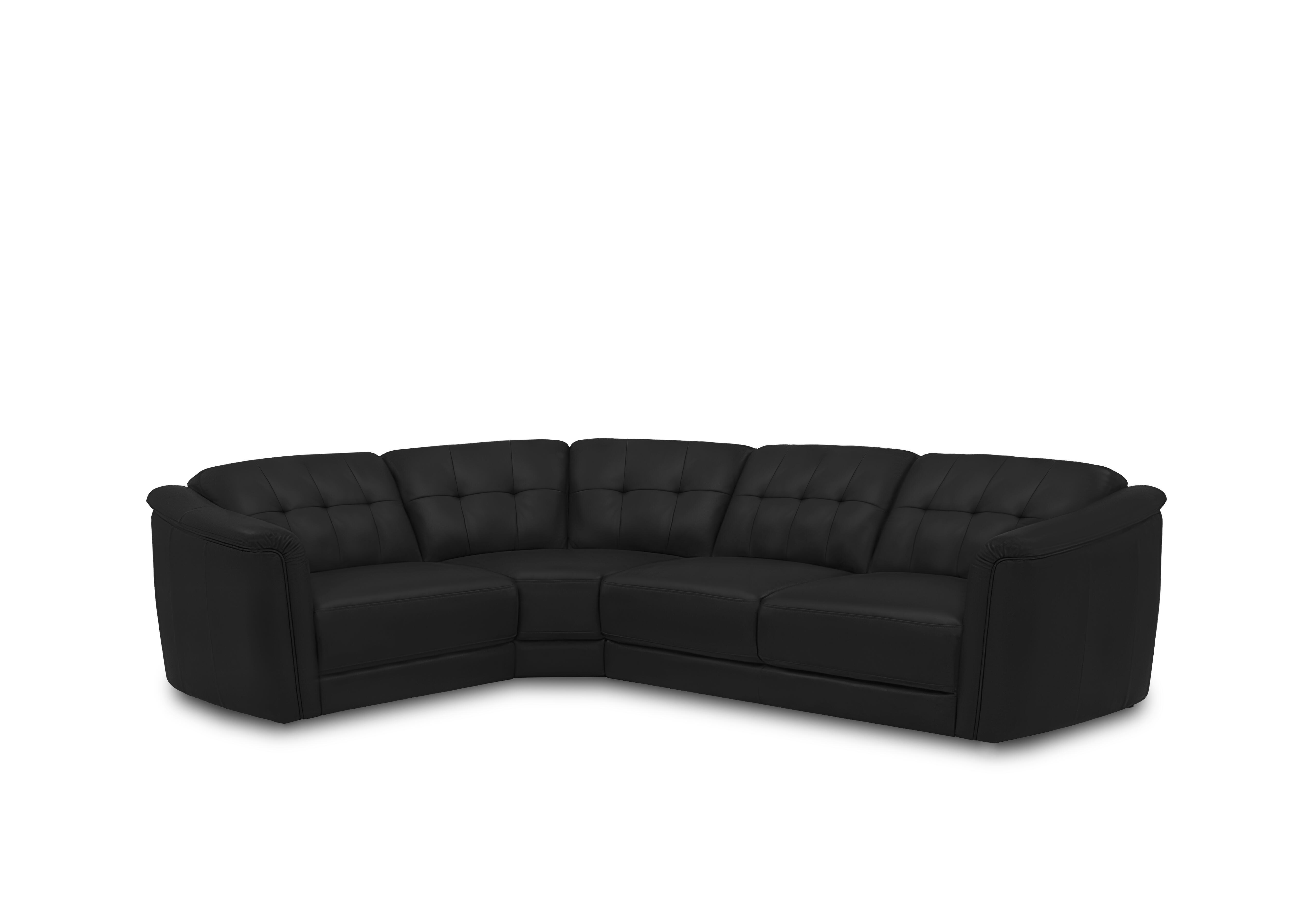 Monarch Small Leather Corner Sofa in Oslo Jet Black Cat-40/23 on Furniture Village