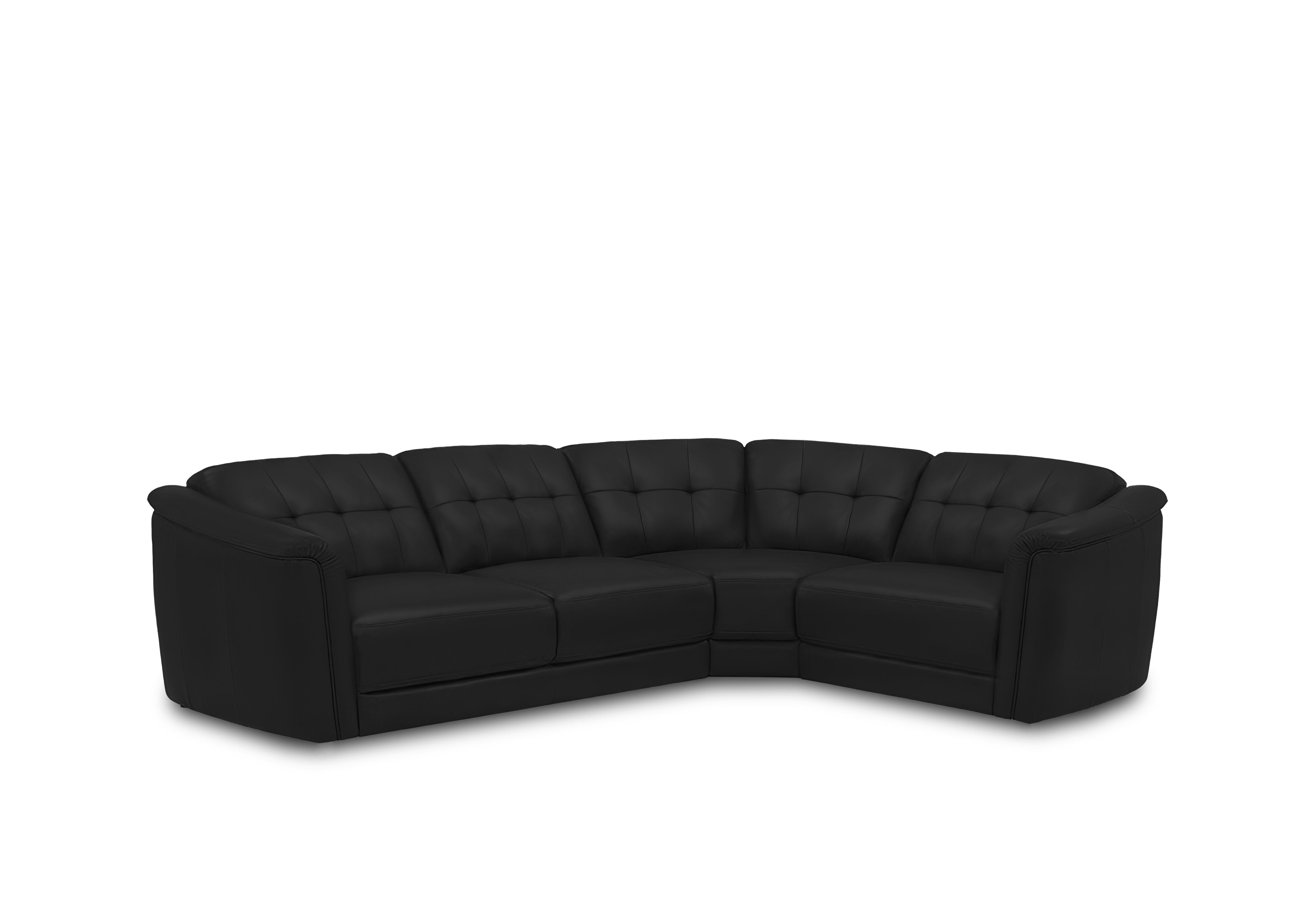 Monarch Small Leather Corner Sofa in Oslo Jet Black Cat-40/23 on Furniture Village