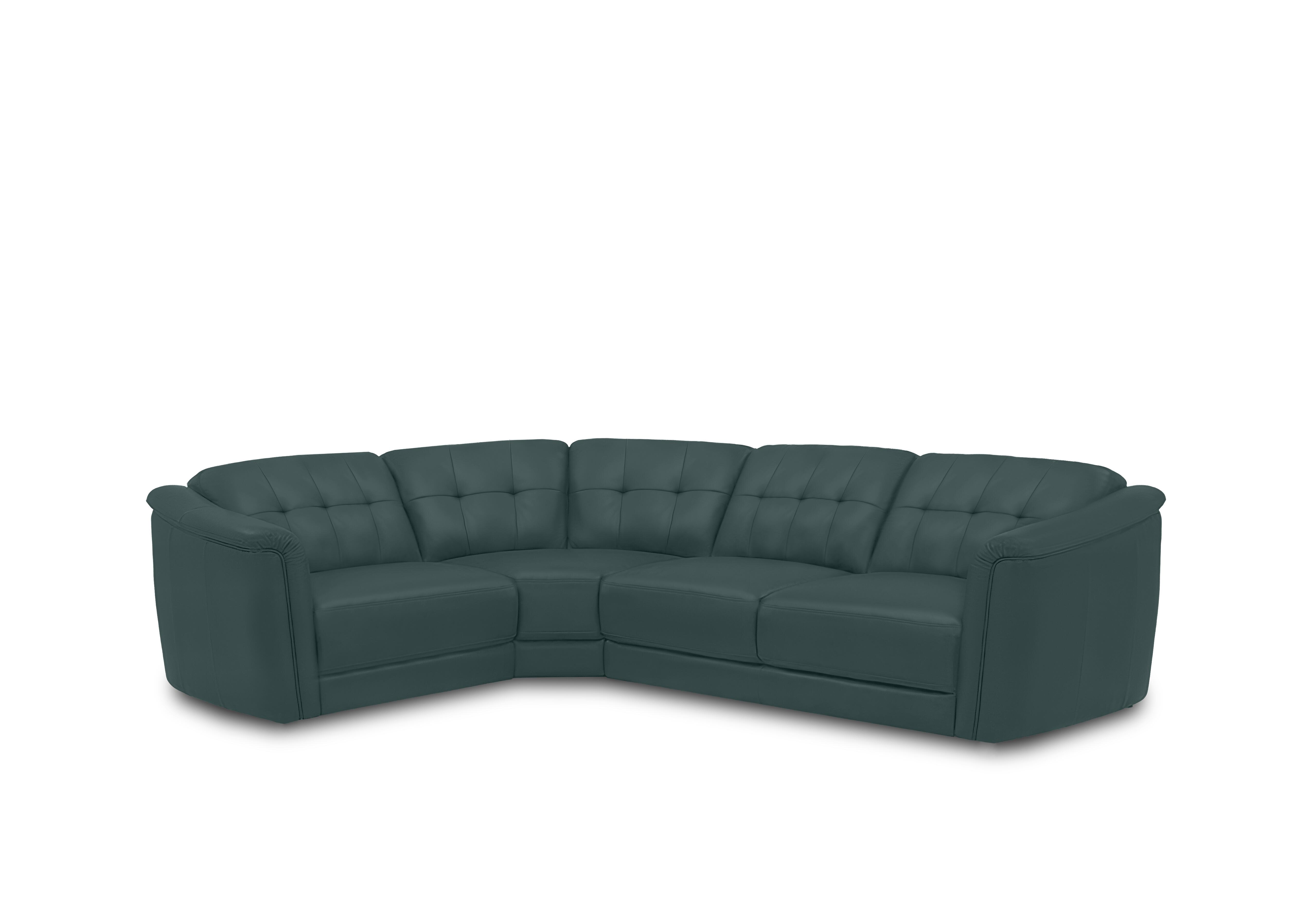 Monarch Small Leather Corner Sofa in Oslo Peacock Cat-40/09 on Furniture Village