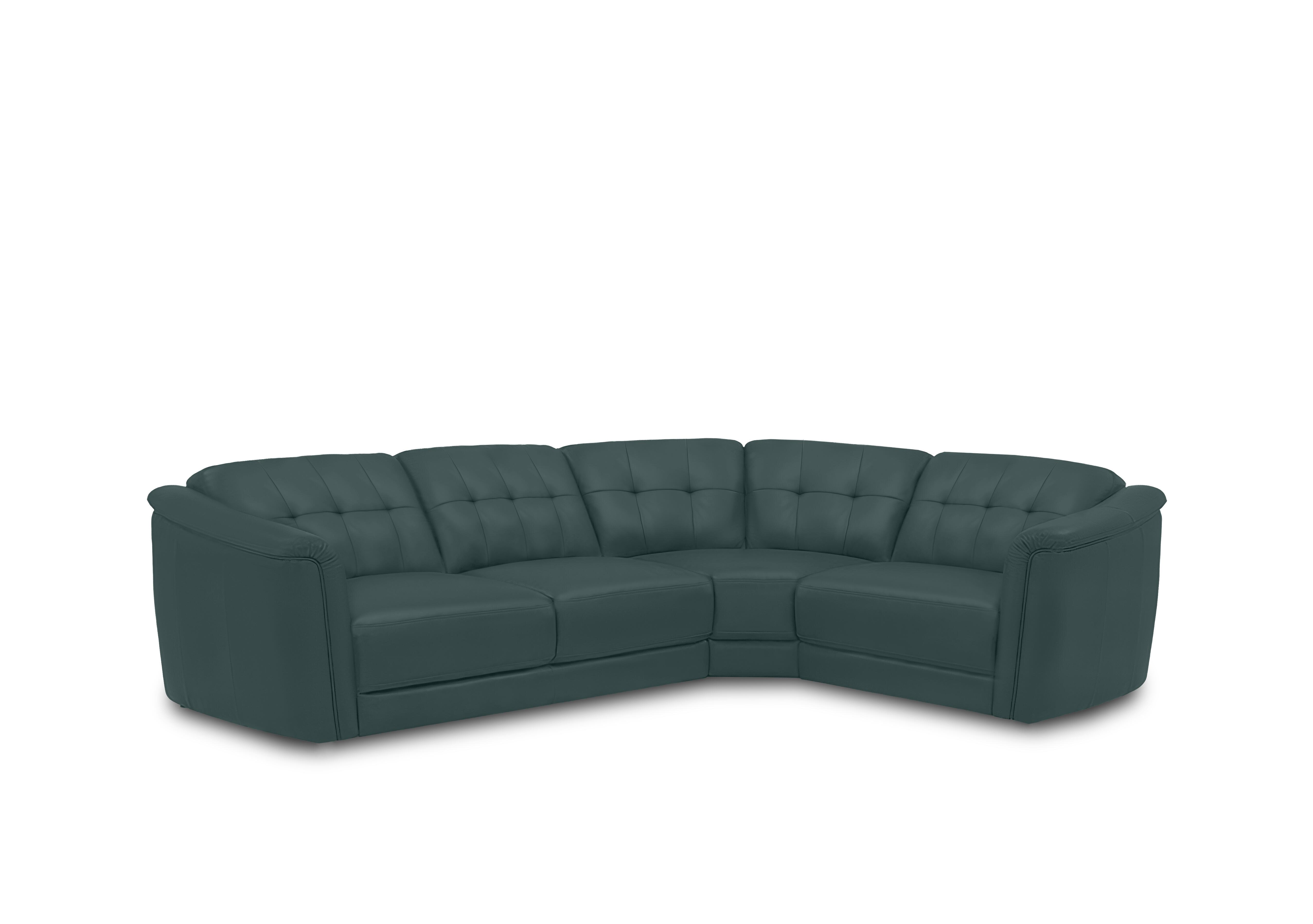 Monarch Small Leather Corner Sofa in Oslo Peacock Cat-40/09 on Furniture Village