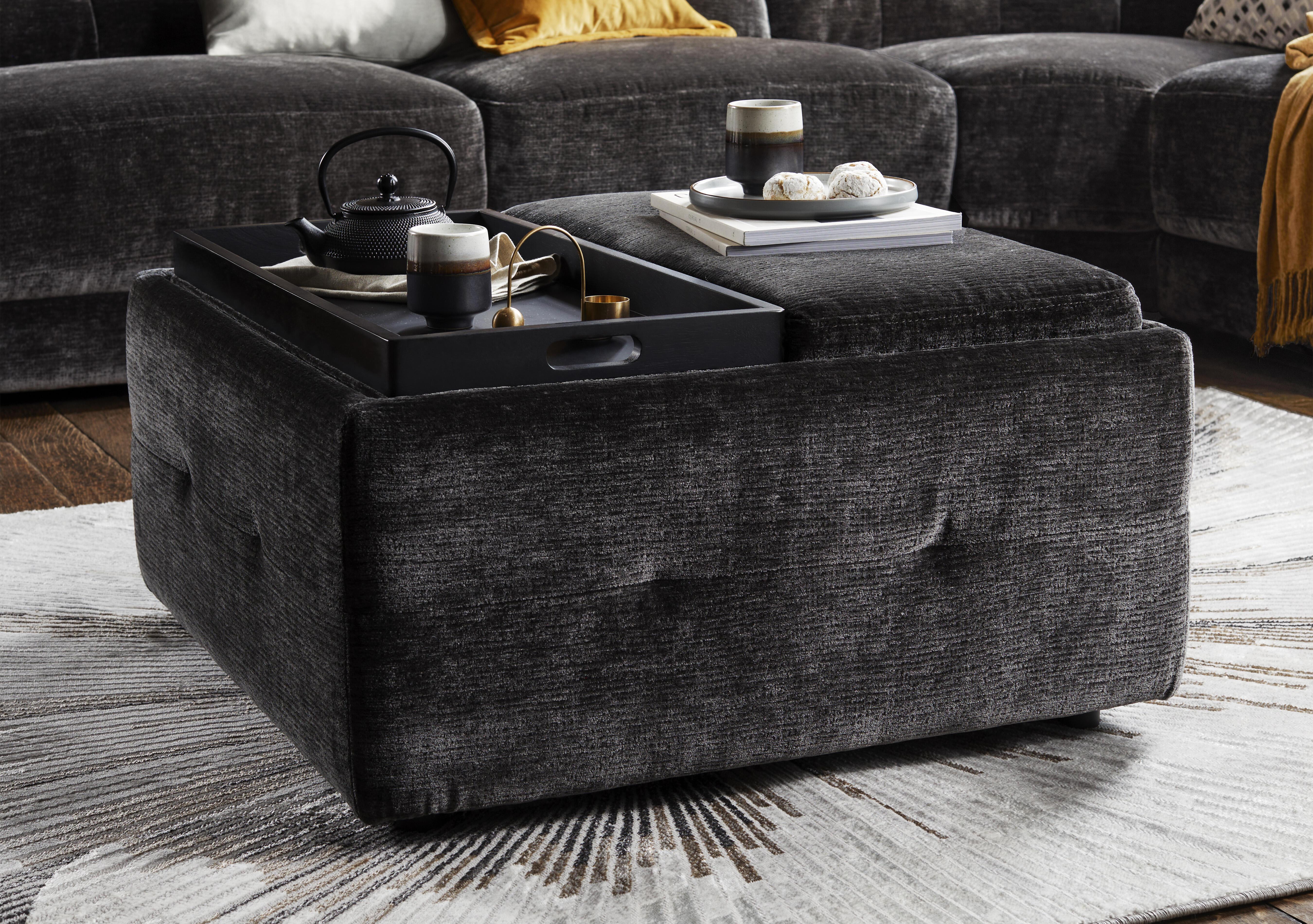 Monarch Fabric Tray Storage Footstool in  on Furniture Village