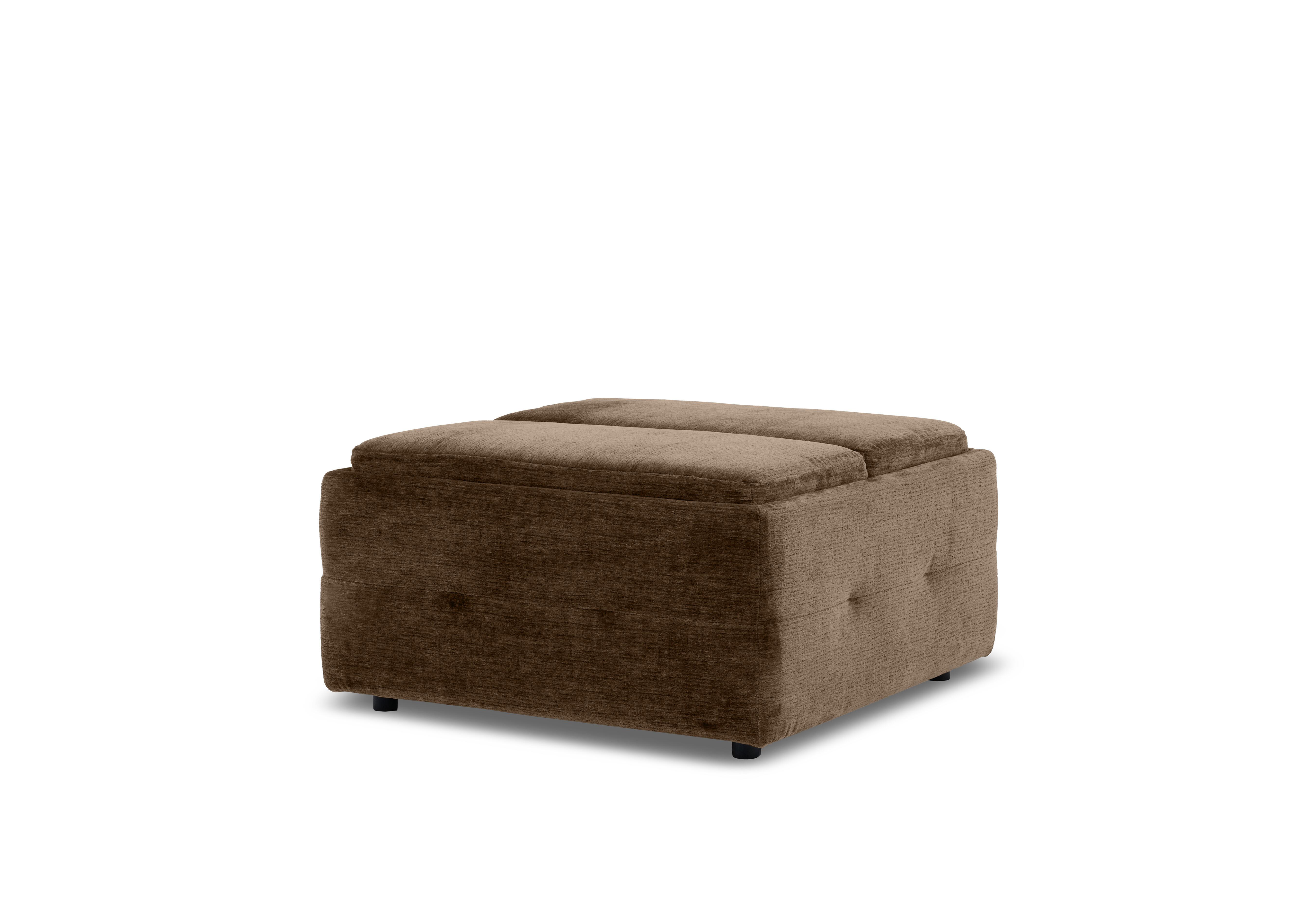 Monarch Fabric Tray Storage Footstool in Aston Chocolate 47524 on Furniture Village