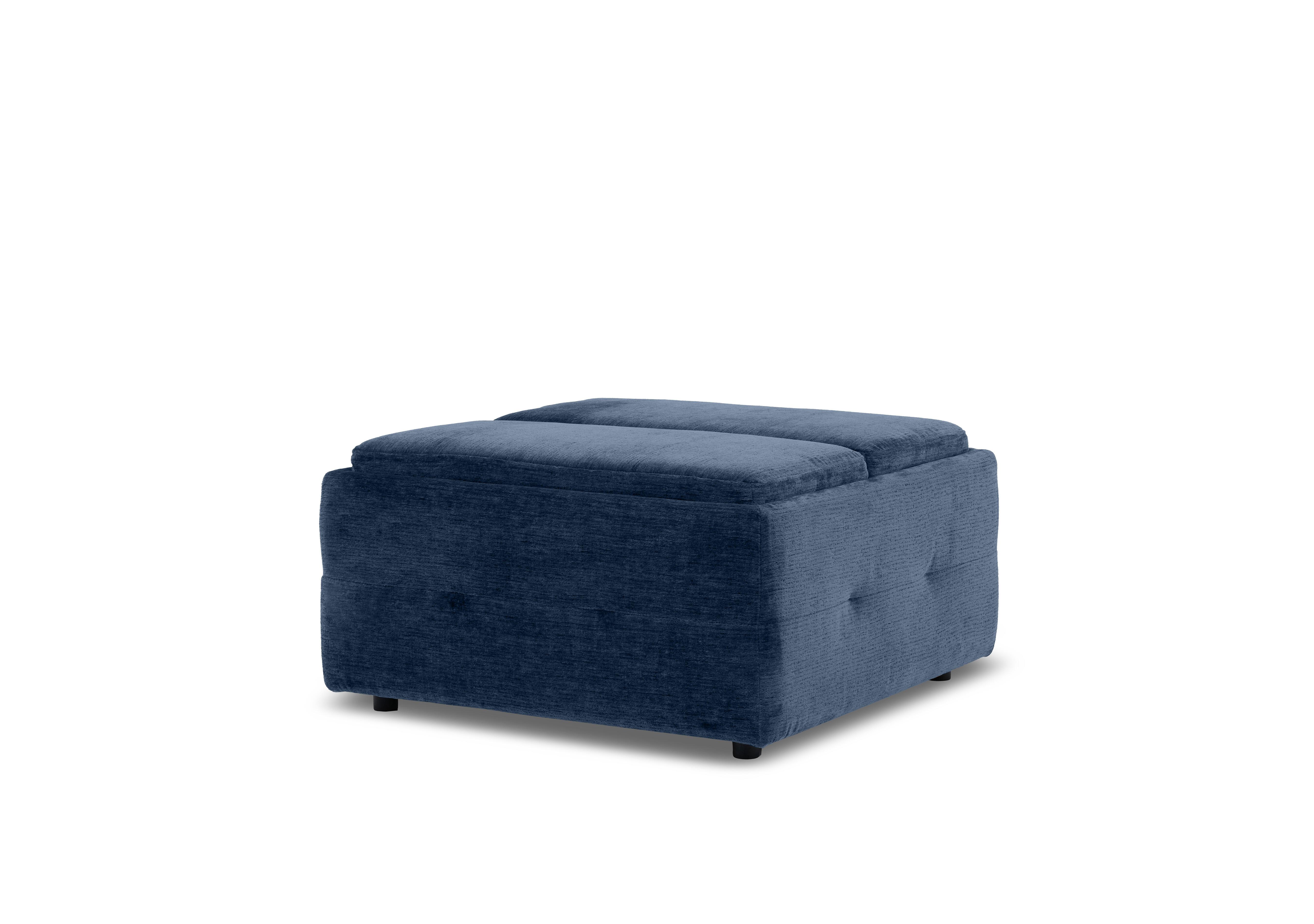 Monarch Fabric Tray Storage Footstool in Aston Navy 47521 on Furniture Village
