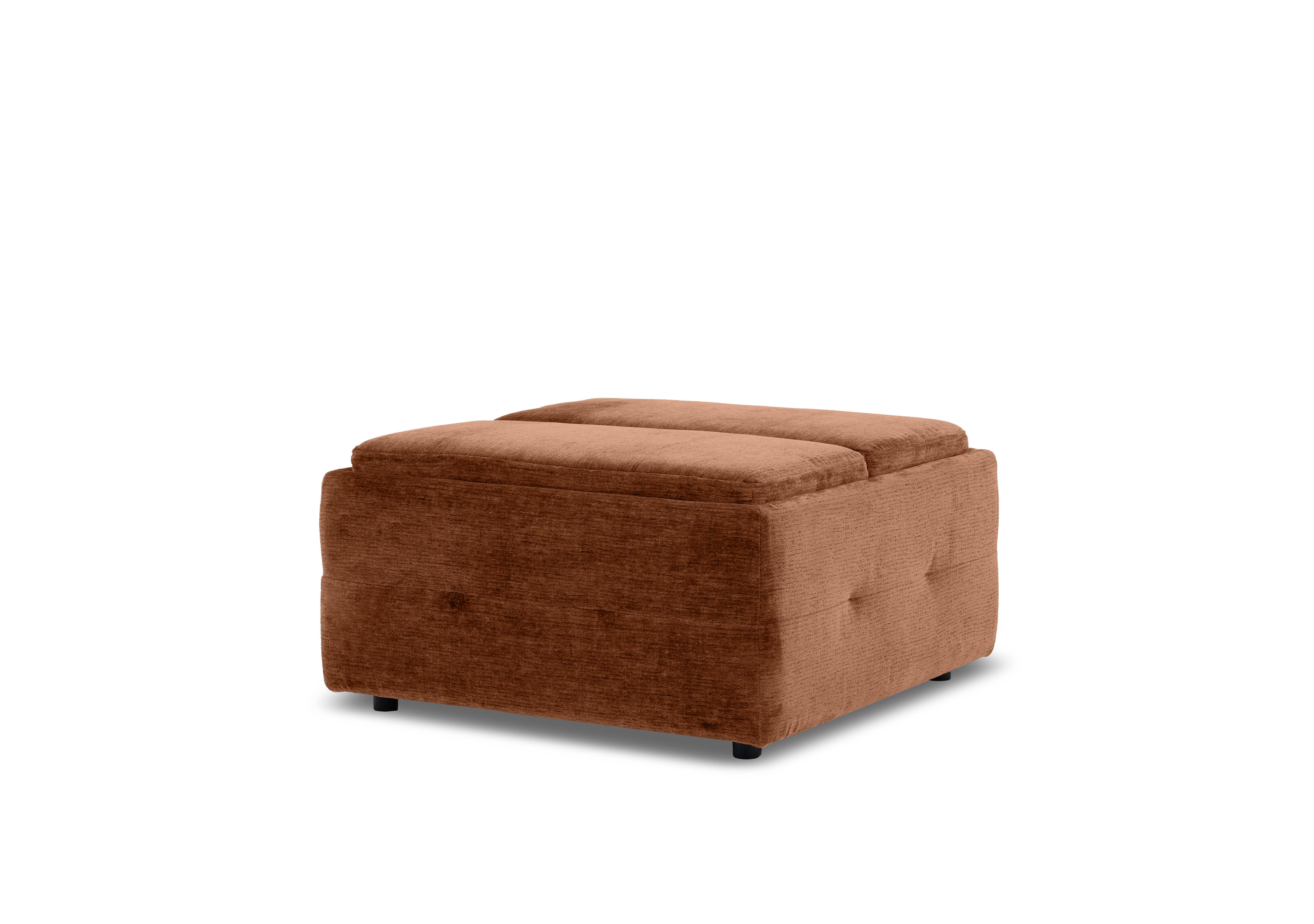 Monarch Fabric Tray Storage Footstool in Aston Rust 47523 on Furniture Village