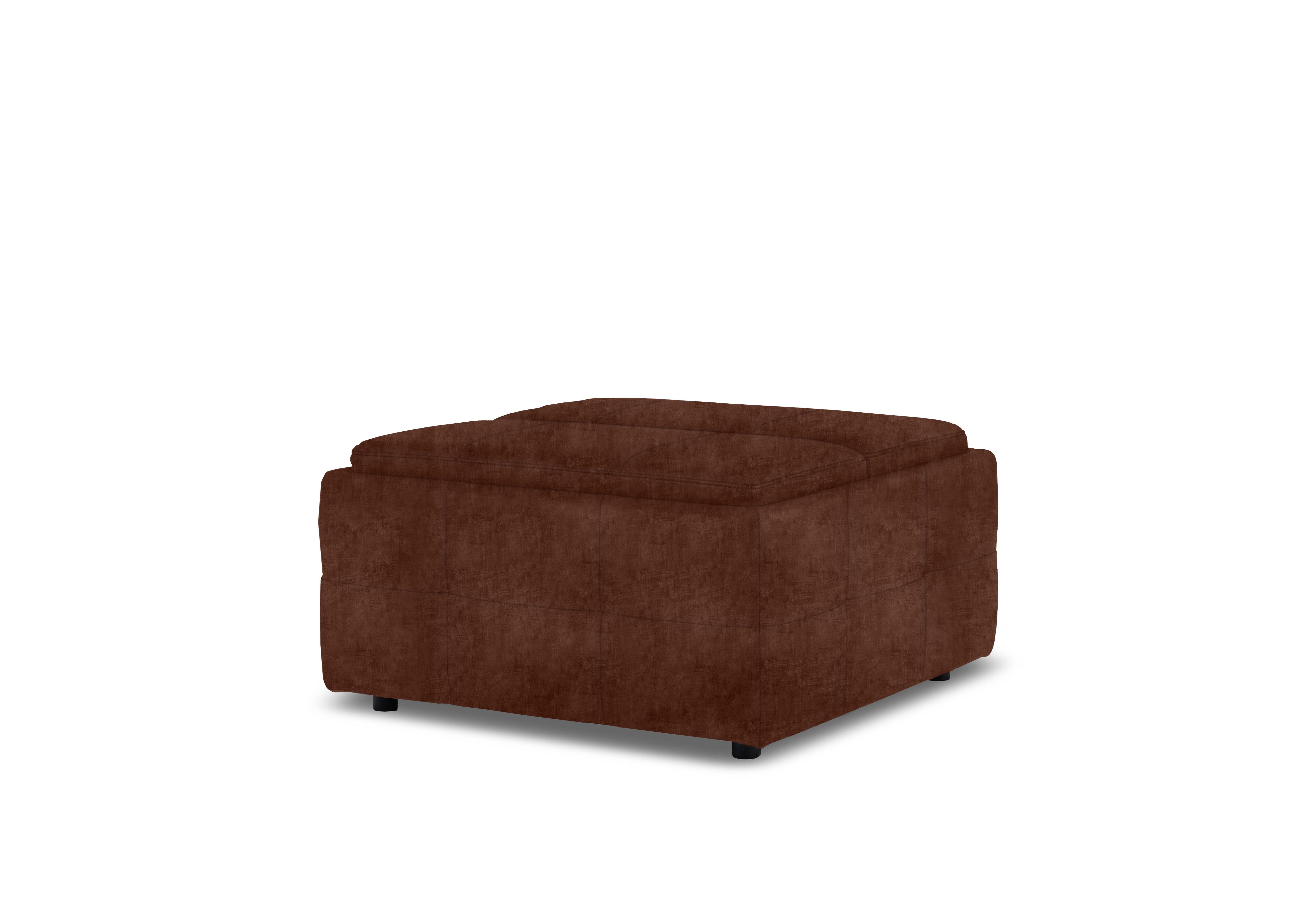 Monarch Fabric Tray Storage Footstool in Hudson Rust 25500 on Furniture Village