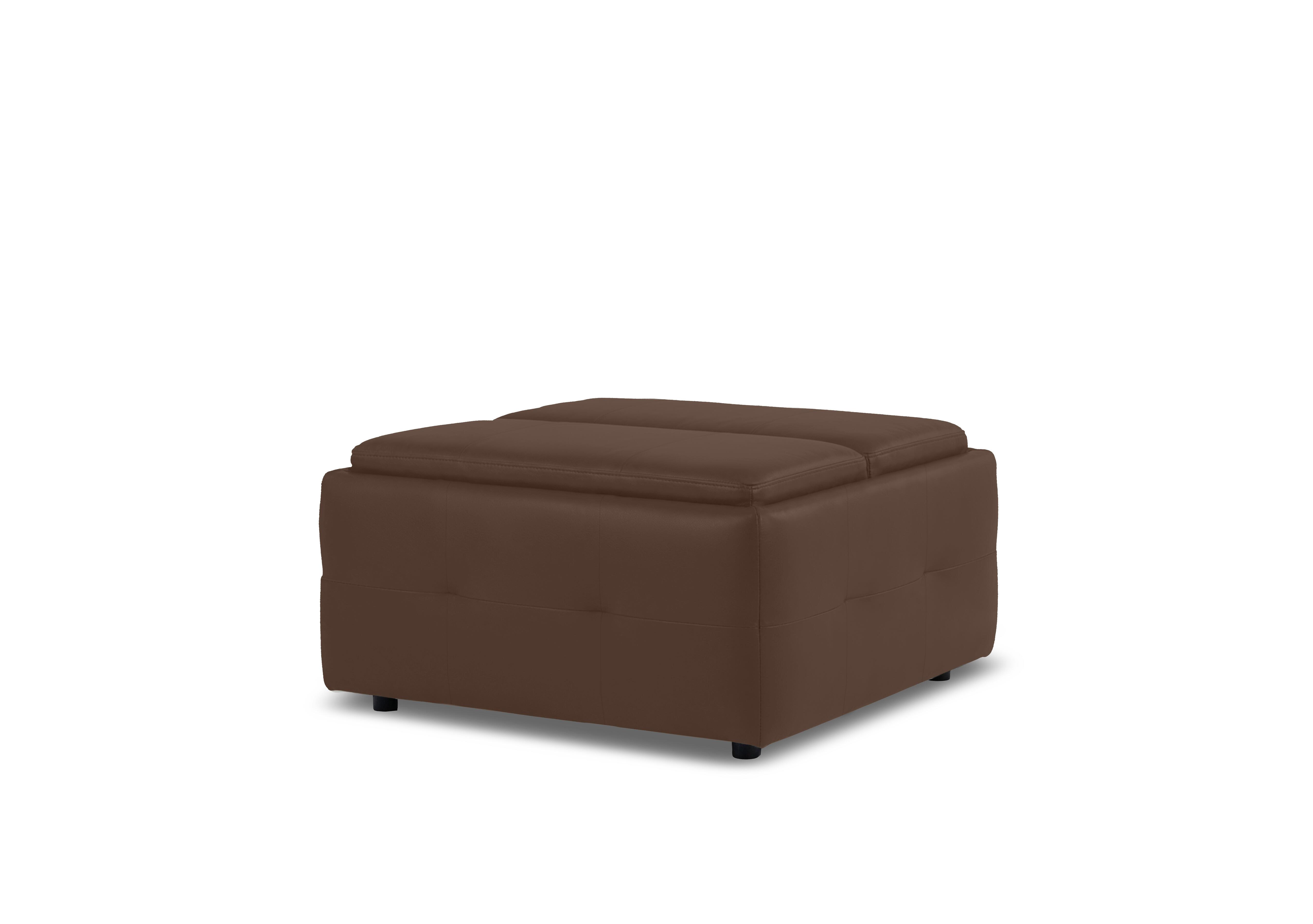 Monarch Leather Tray Storage Footstool in Montana Chocolate Cat-60/08 on Furniture Village